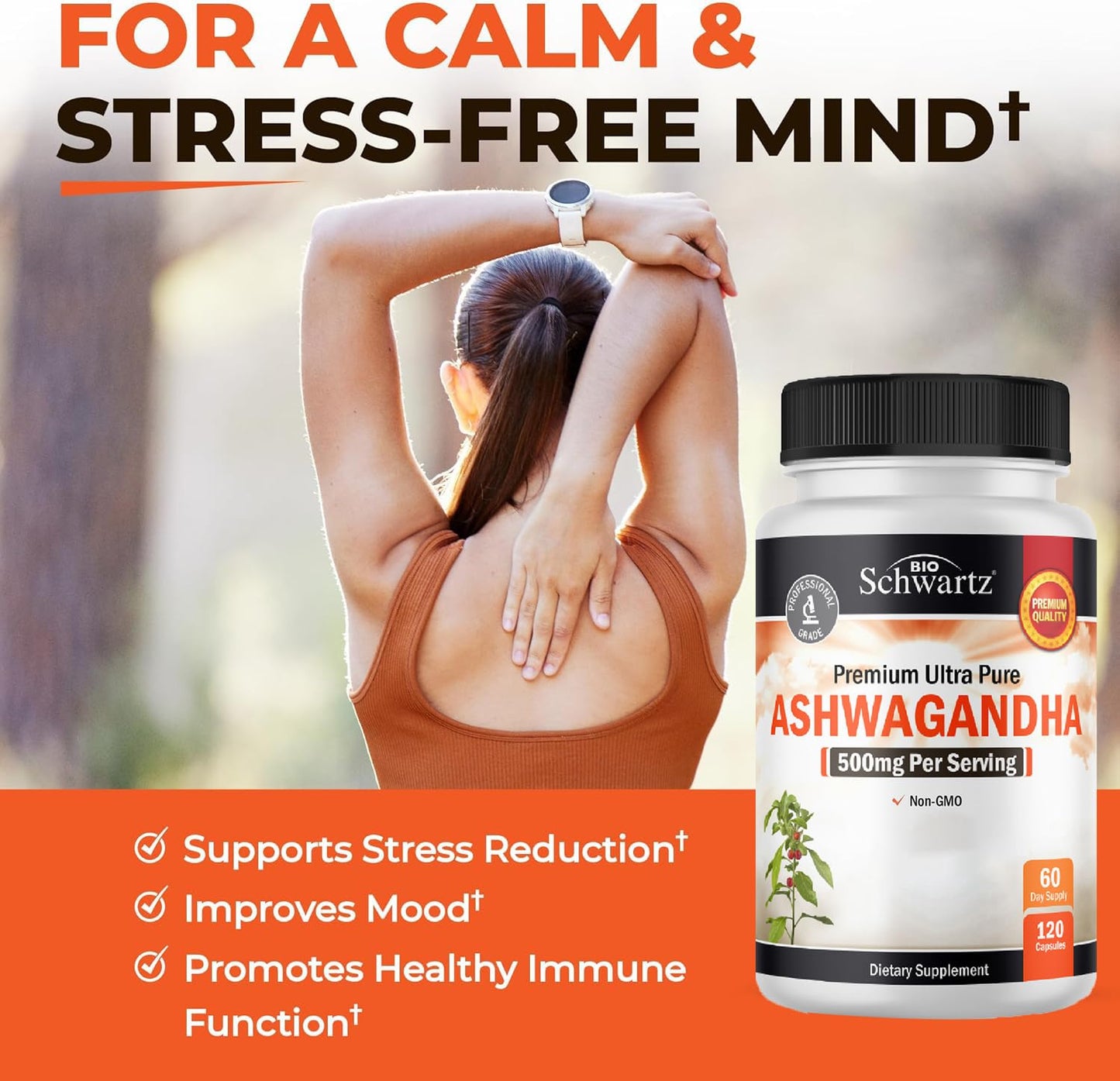 BioSchwartz Ashwagandha 500mg Capsule, 120 Count