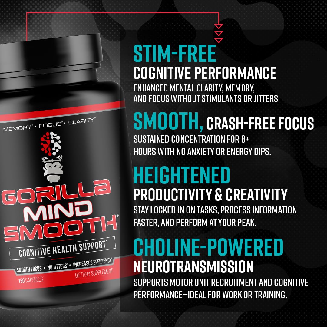 Gorilla Mind Smooth Nootropic Formula Capsule 90 Count