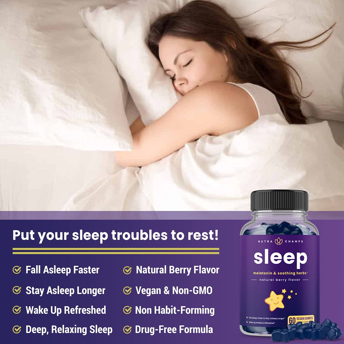 NutraChamps Sleep Gummies for Adults & Kids, 60 Count