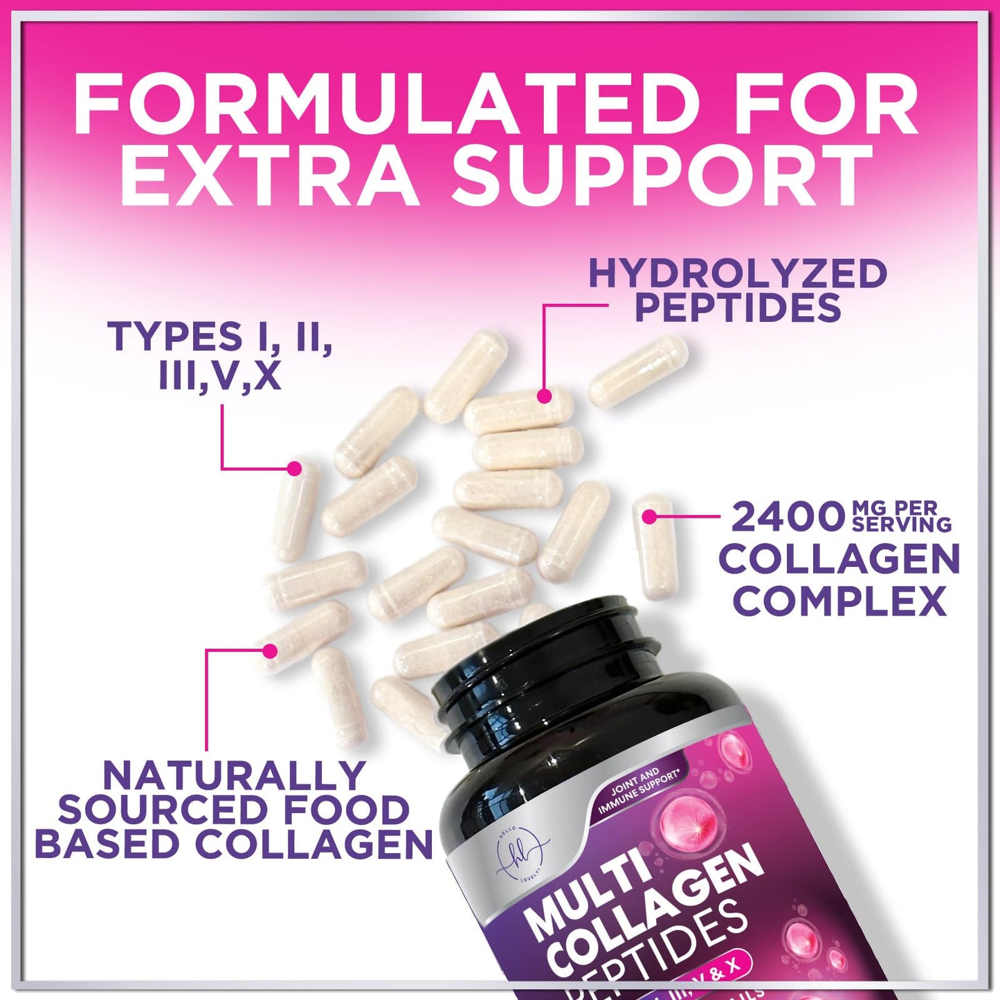 Hello Lovely! Multi Collagen Peptides Capsules, 120 Count