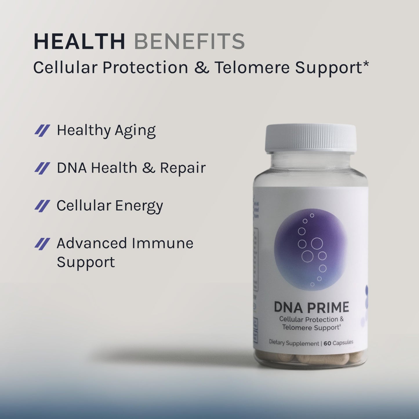 InfiniWell DNA Prime Advanced Telomere Supplements for Mitochondrial Support, Healthy Aging & Cellular Renewal - with ac-11, Activated Bromelain, Cat's Claw, Buckwheat Peptides & More, 60 Capsules