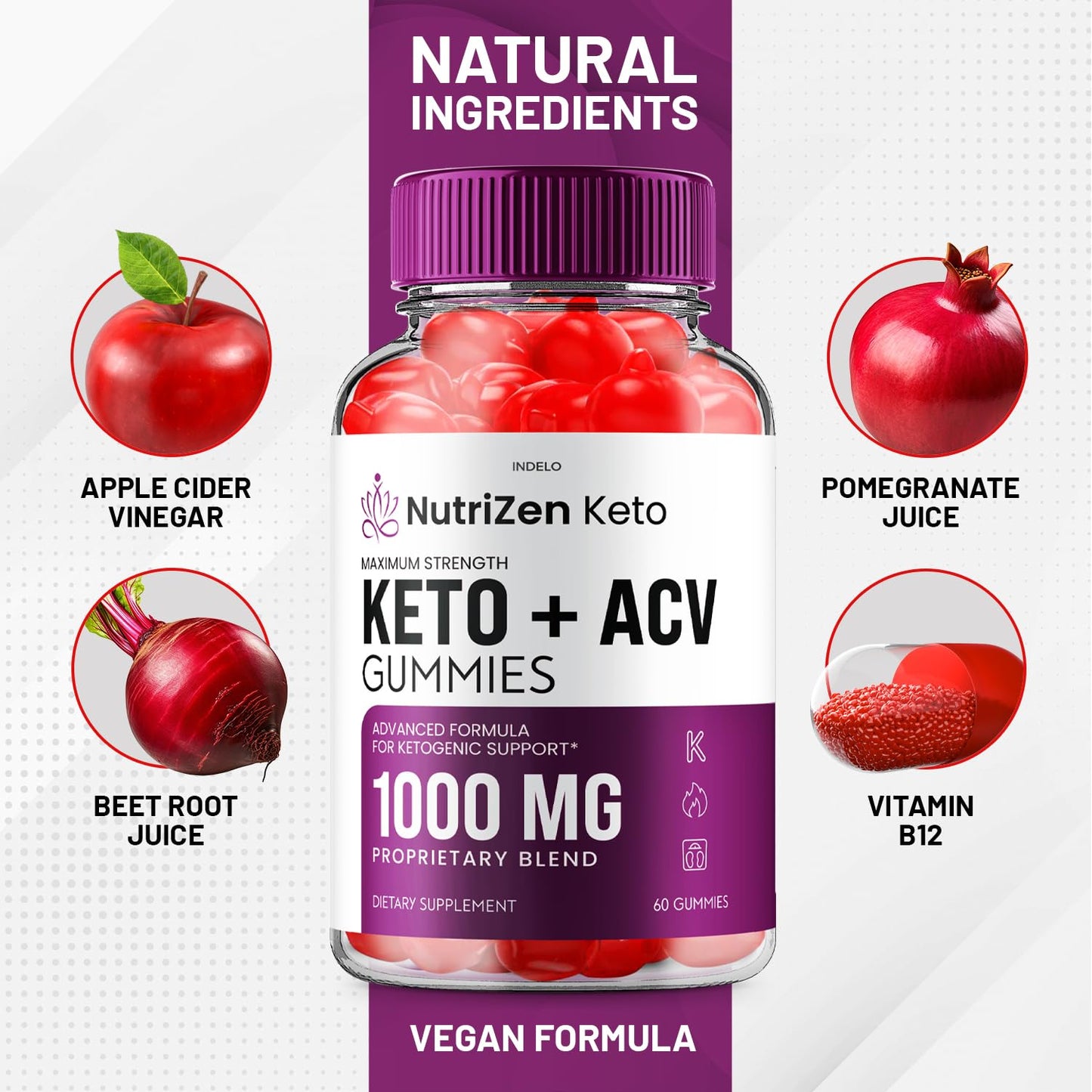 Indelo NutriZen Keto ACV Gummies 300 Gummies