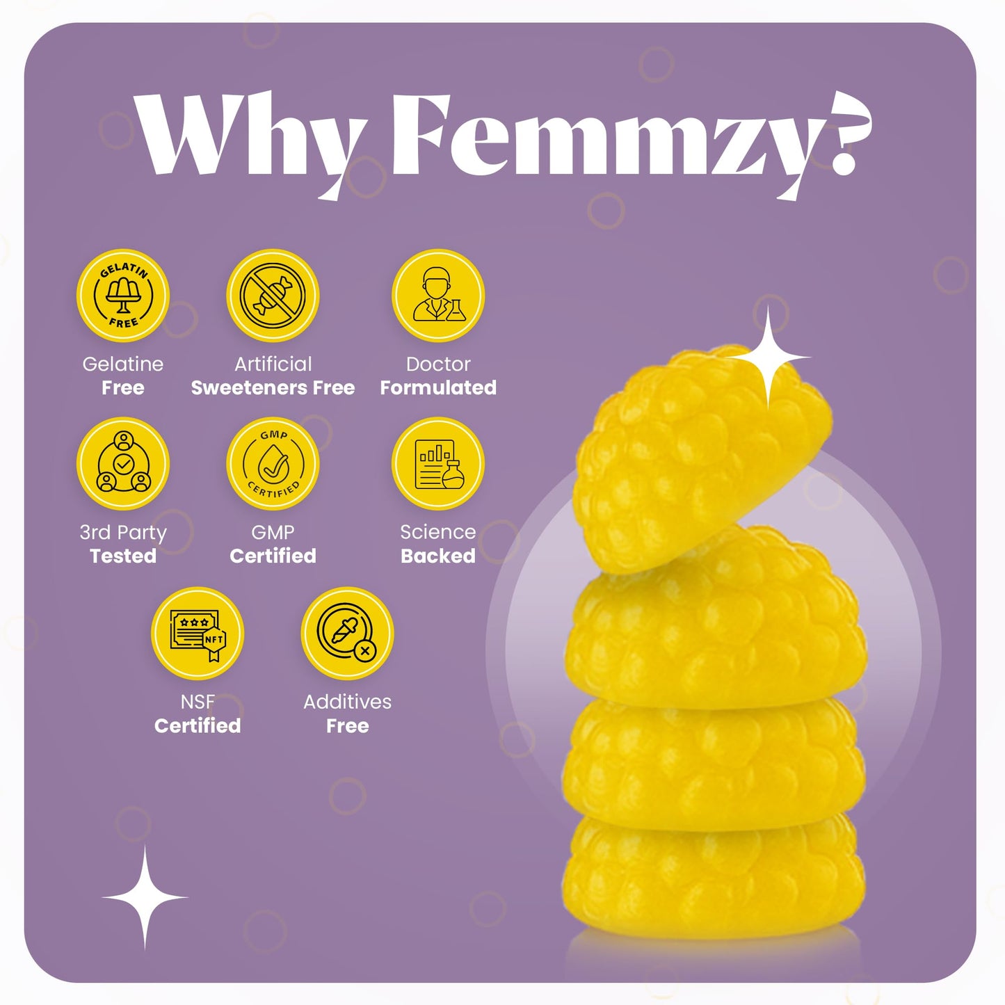 FEMMZY Vaginal Probiotic Gummies for Women, 60 Count