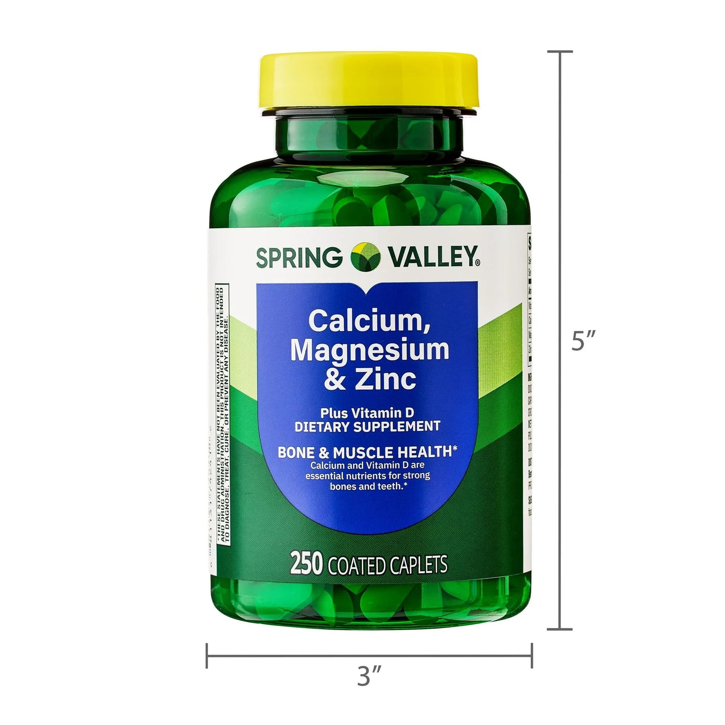 SUREFECT Calcium, Magnesium & Zinc Plus Vitamin D3 Coated Caplets, 250 Count