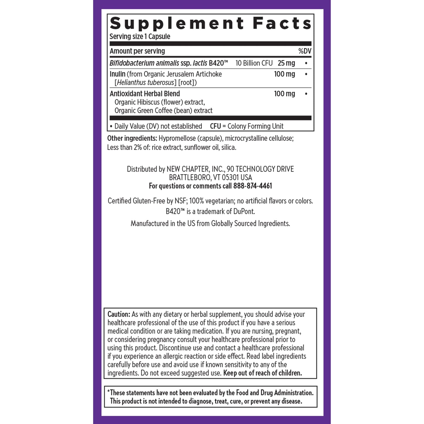 New Chapter Daily Dual Biotic Probiotic + Prebiotic for Digestion & Microbiome Health Capsule, 60 Count