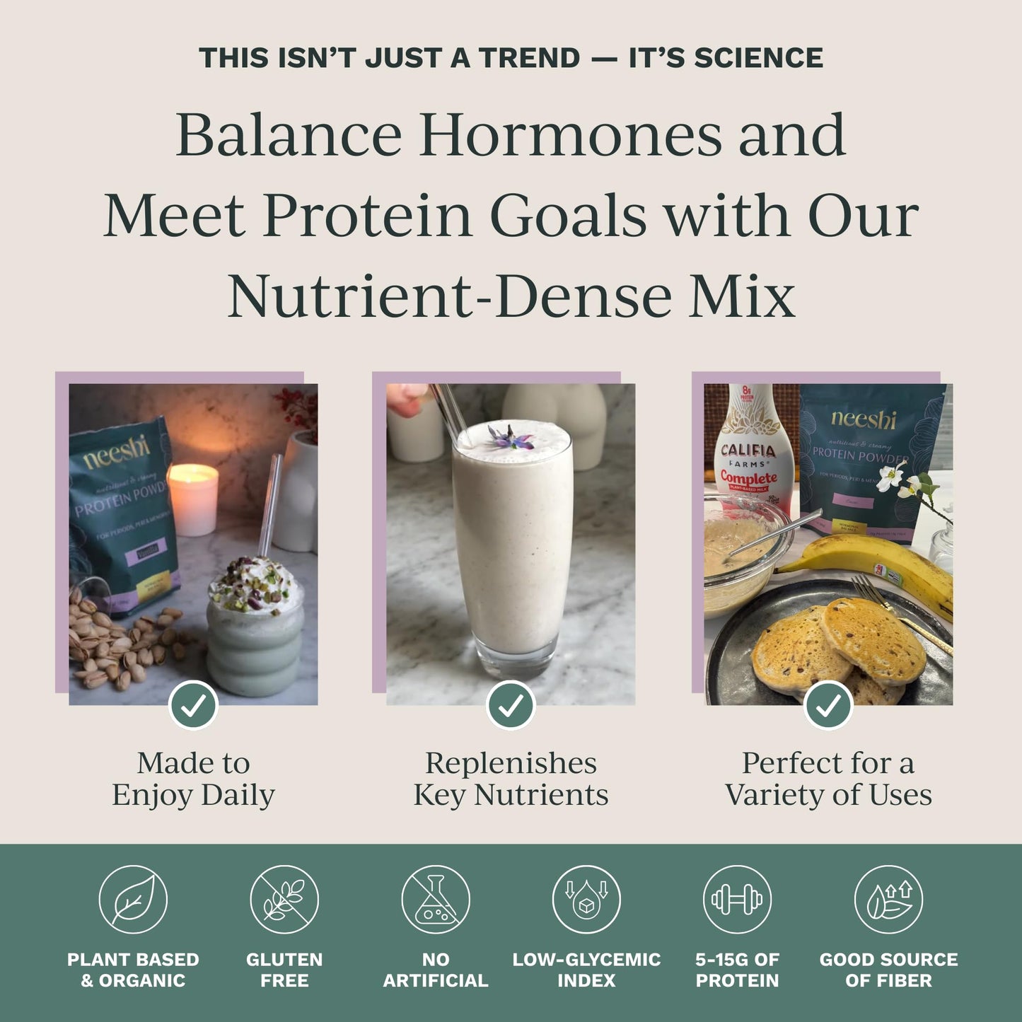 NEESHI Hormone Balance Protein Powder, Cacao Peanut Butter, 9.4