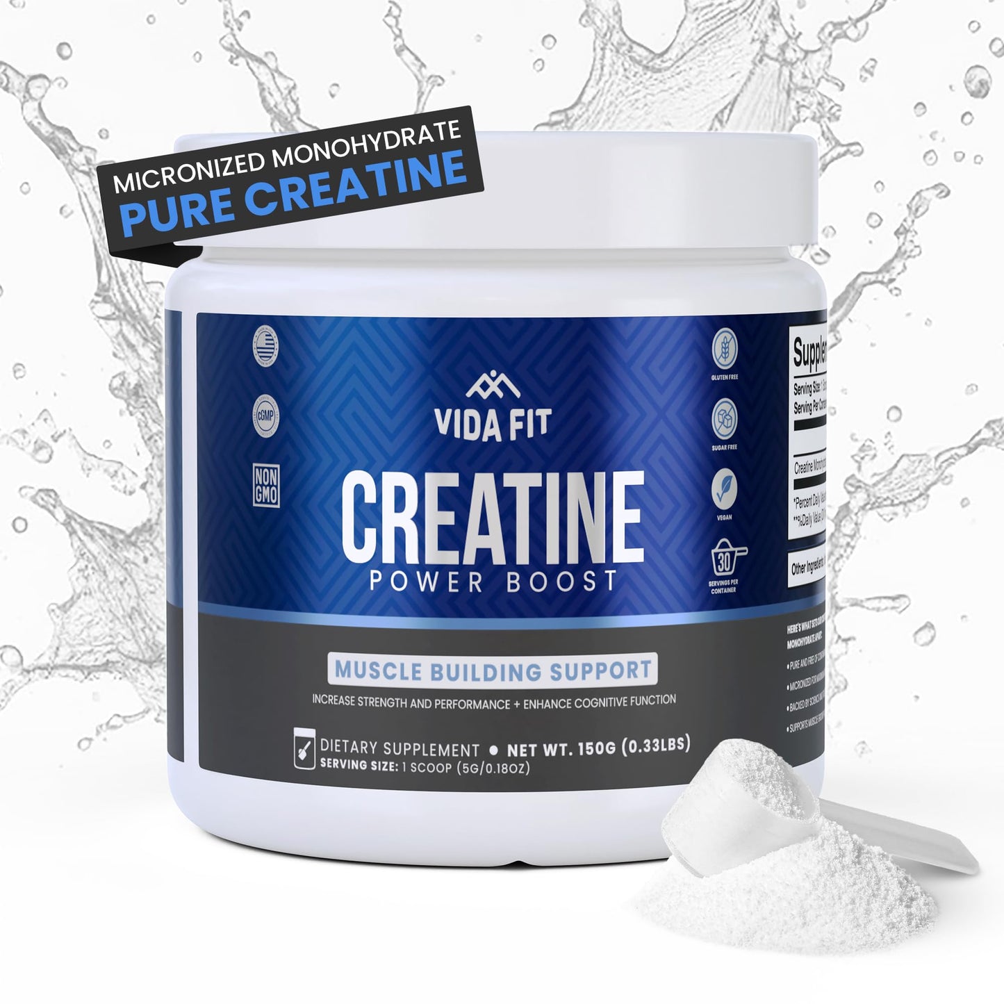 Vida Fit Micronized Creatine Monohydrate Powder 5.29 Ounce
