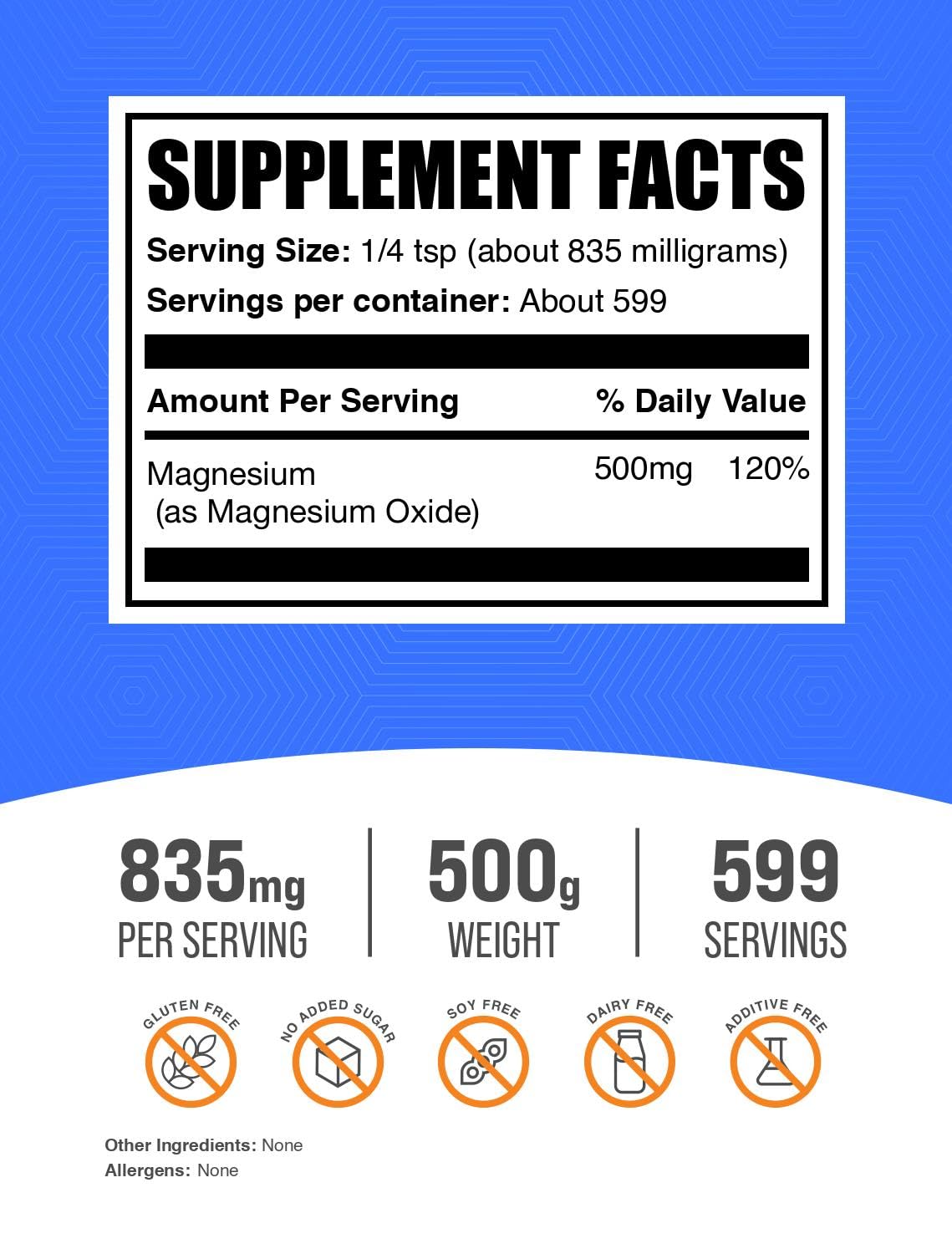 BulkSupplements Magnesium Oxide Powder 17.5 oz