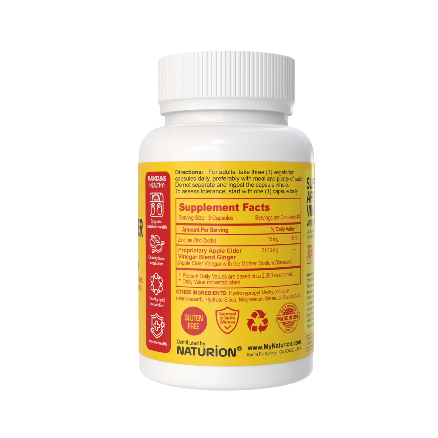 NATURION Super Apple Cider Vinegar with The Mother 120 Vegan Capsules