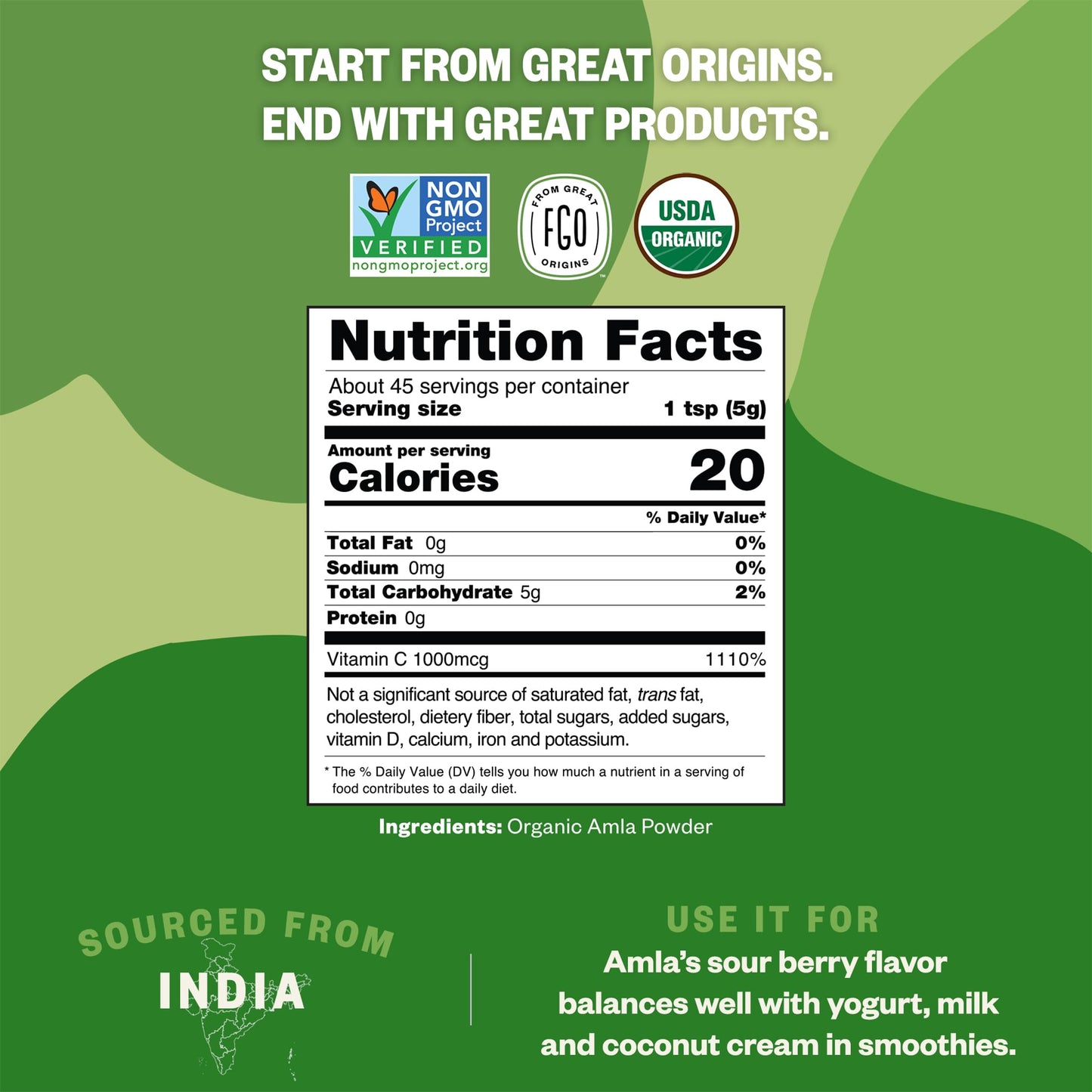 FGO Organic Amla Powder 8 oz
