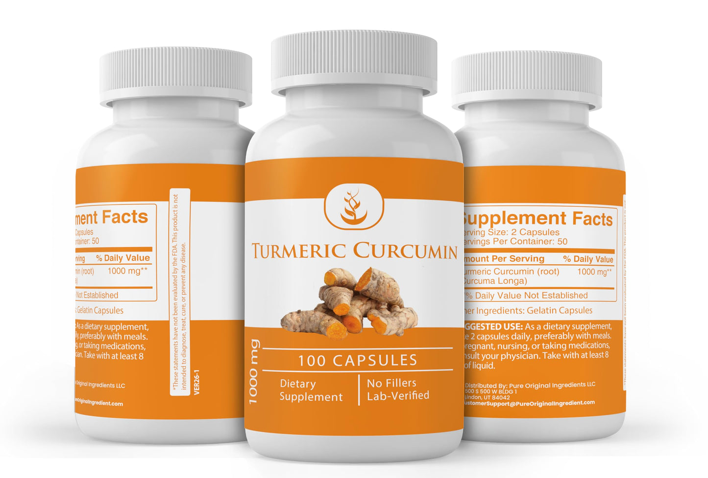 Pure Original Ingredients Turmeric Curcumin Capsules 100