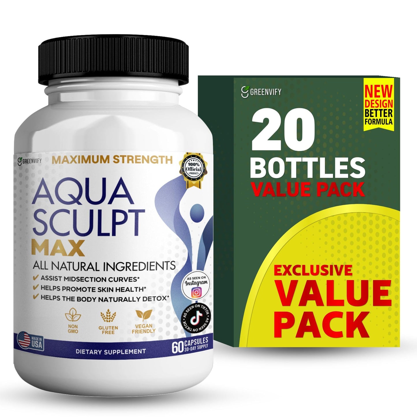 GREENVIFY Aqua Sculpt Max Maximum Strength Dietary Supplement 60 Capsules