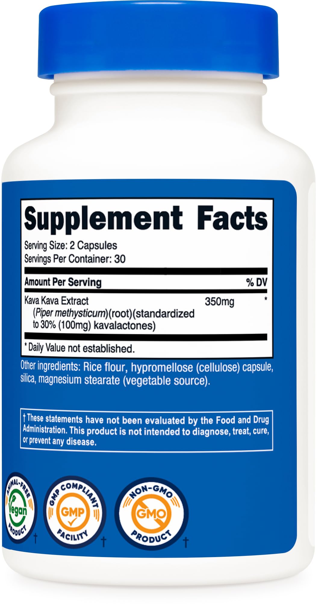 Nutricost Kava Kava 350 mg Per Serving Capsules 60 Count