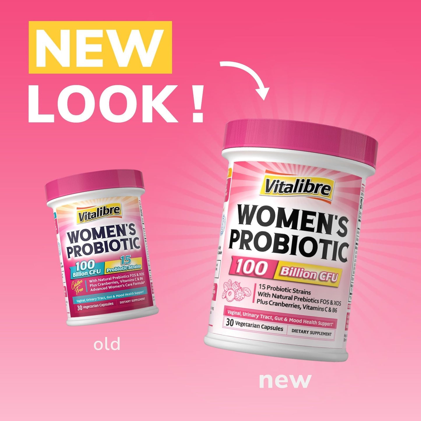 Vitalibre Probiotics for Women 100 Billion CFU 15 Strains Daily Probiotic Capsule 30 Count