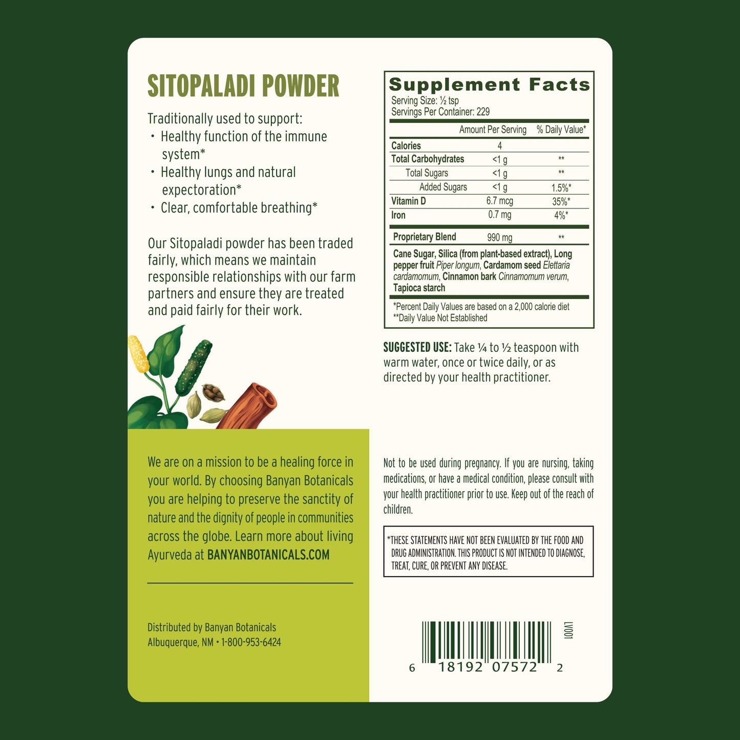 Banyan Botanicals Sitopaladi Powder 8 oz