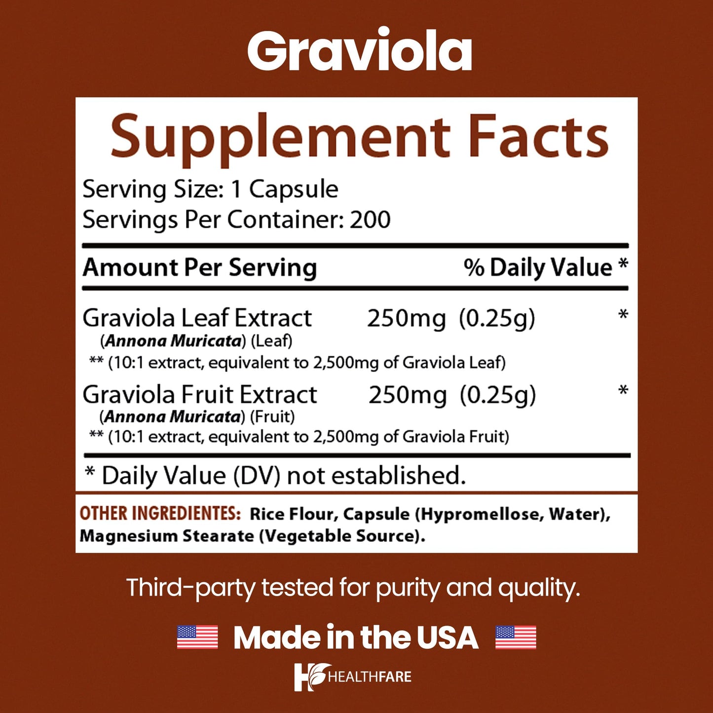 Healthfare Graviola Soursop Extract 5000mg Annona Muricata Capsules, 400 Count