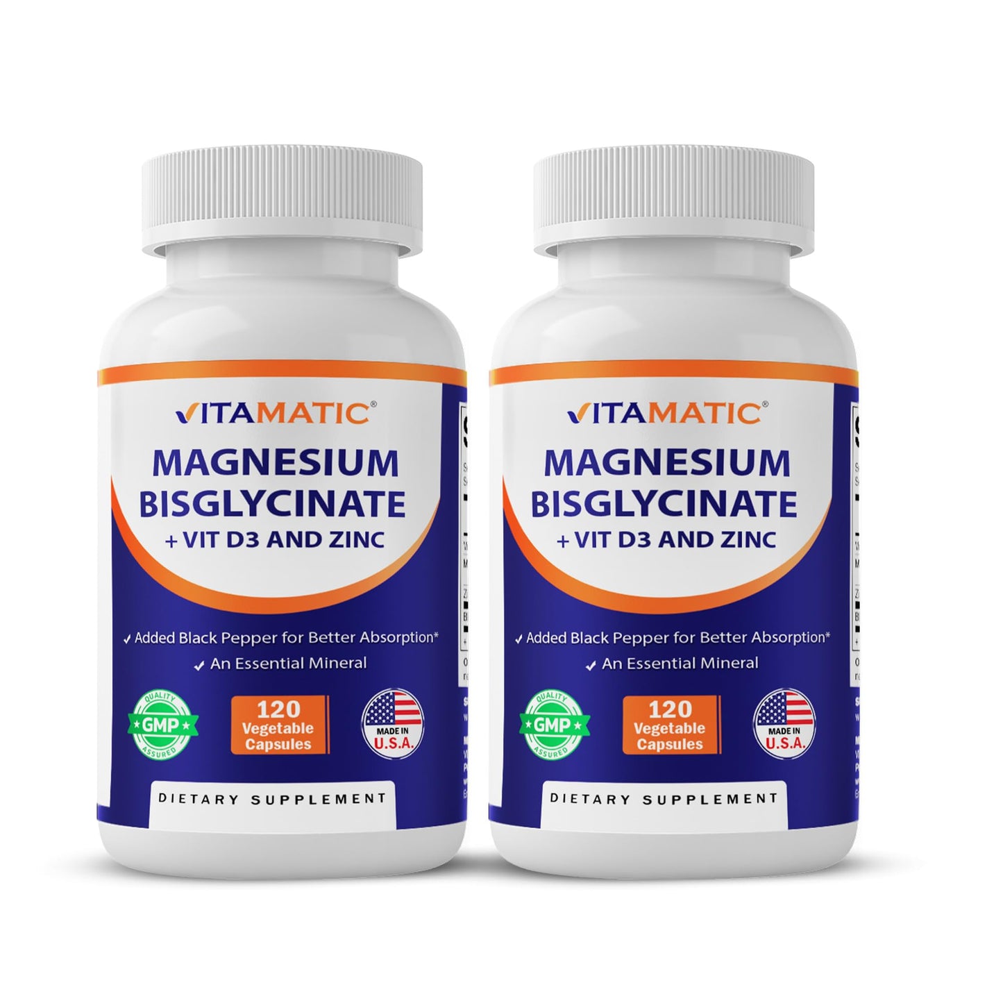 Vitamatic Magnesium (from Bisglycinate & Oxide) with Vitamin D3 & Zinc Capsules 240