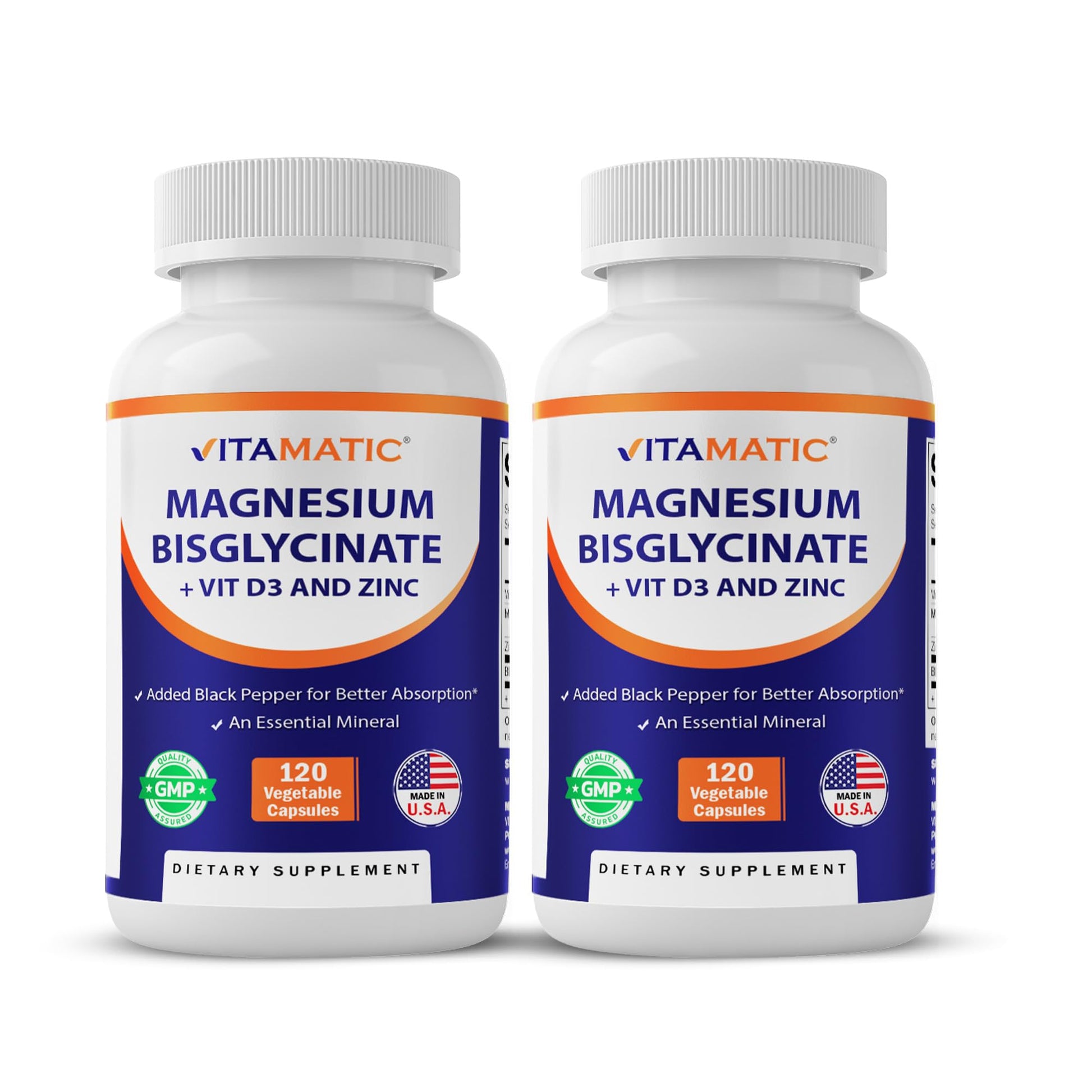 Vitamatic Magnesium (from Bisglycinate & Oxide) with Vitamin D3 & Zinc Capsules 240