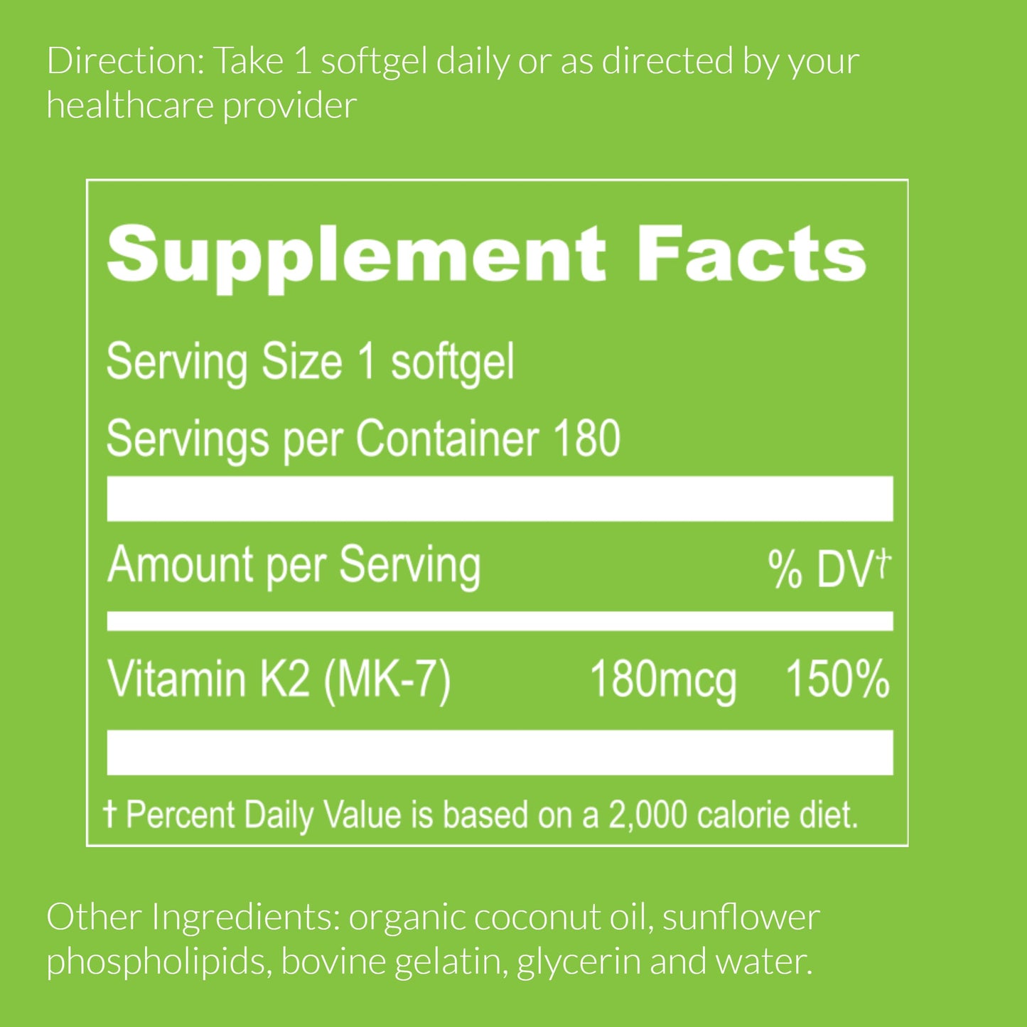 UpNourish Liposomal Vitamin K2 MK7 180 mcg Softgels 180 Count