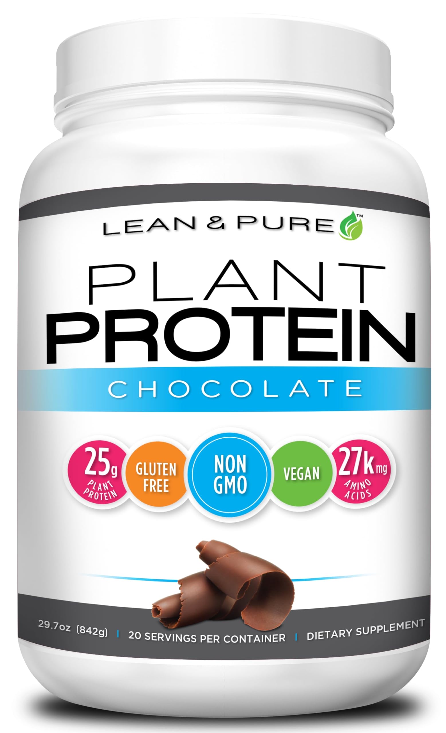 Olympian Labs Lean & Pure Plant Protein Powder, 25g Protein per Serving, 29.7007 Servings, 842g, Chocolate