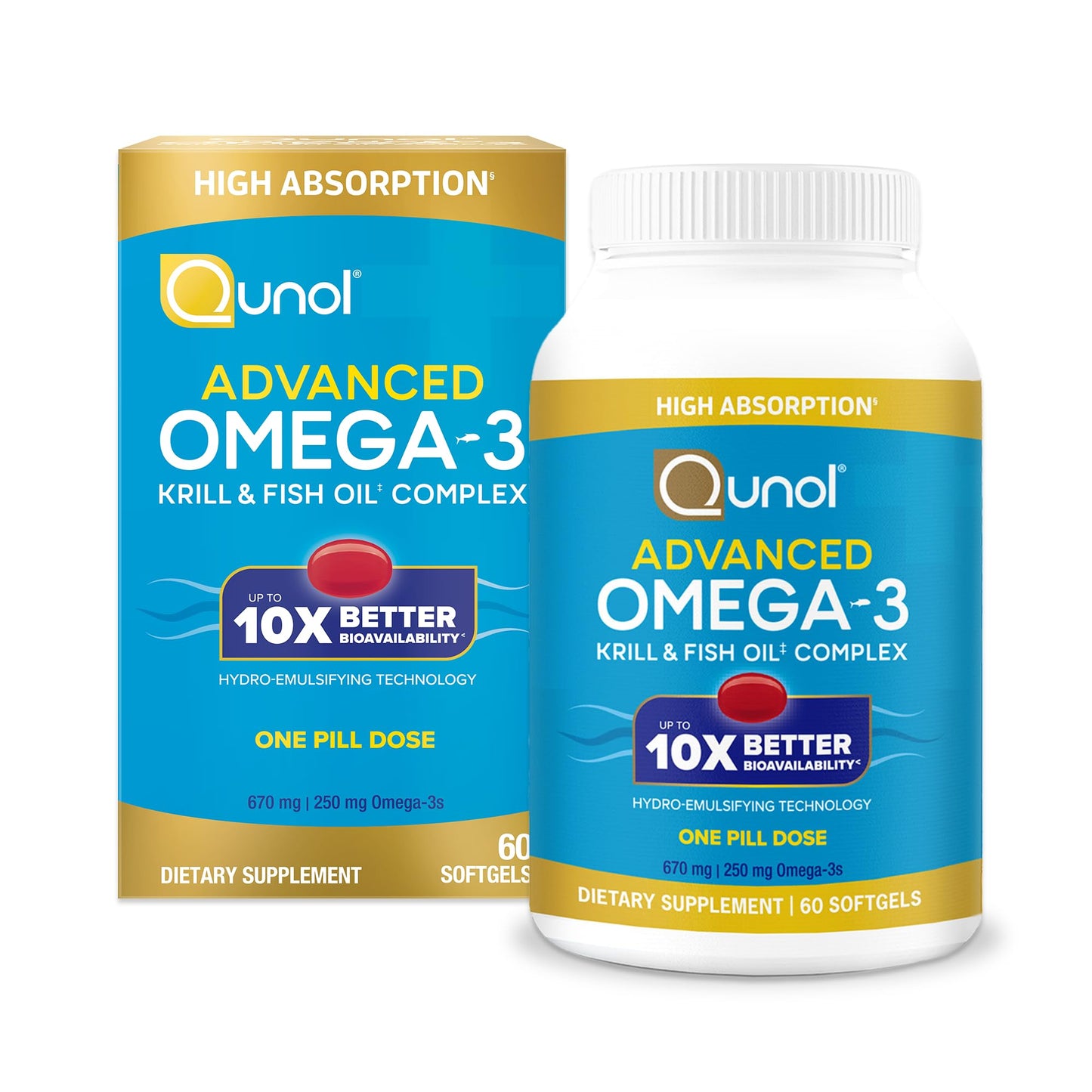 Qunol Advanced Omega 3 Krill and Fish Oil Complex Softgel 60 Count
