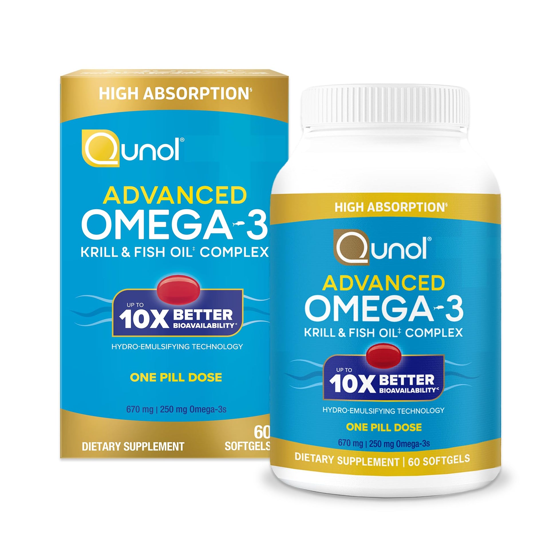 Qunol Advanced Omega 3 Krill and Fish Oil Complex Softgel 60 Count