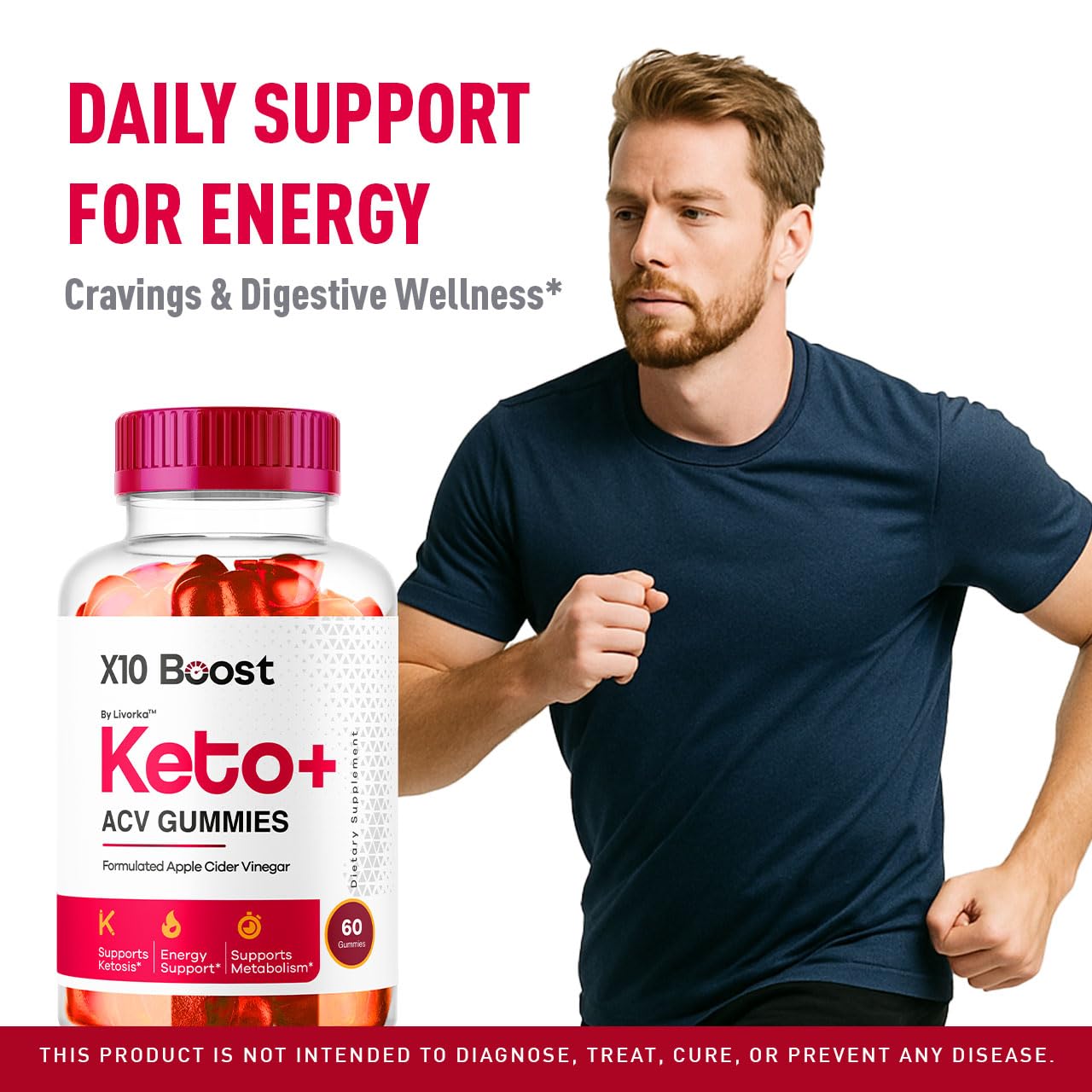 LIVORKA X10 Boost Keto ACV Gummies, 180 Gummies