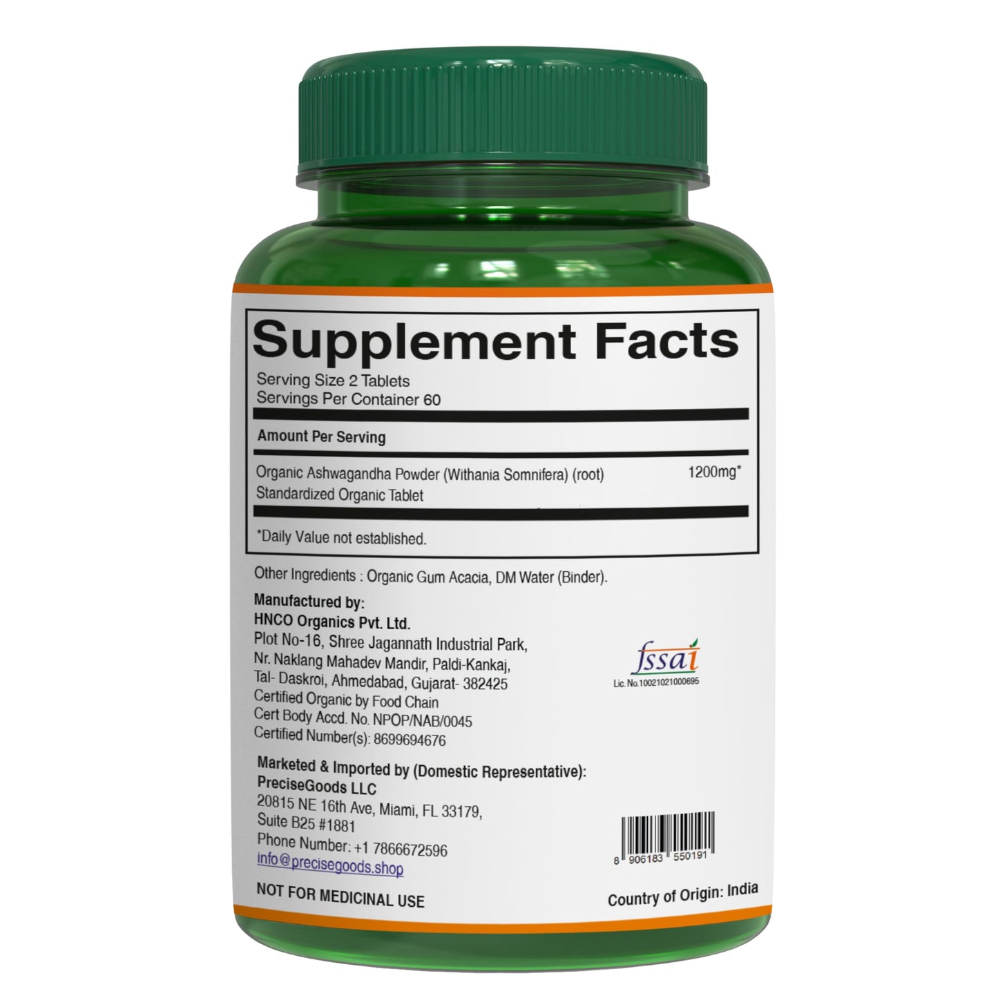 Pure Nutrition Natural Treasures Organic Ashwagandha Tablets 600mg, 120 Tablets