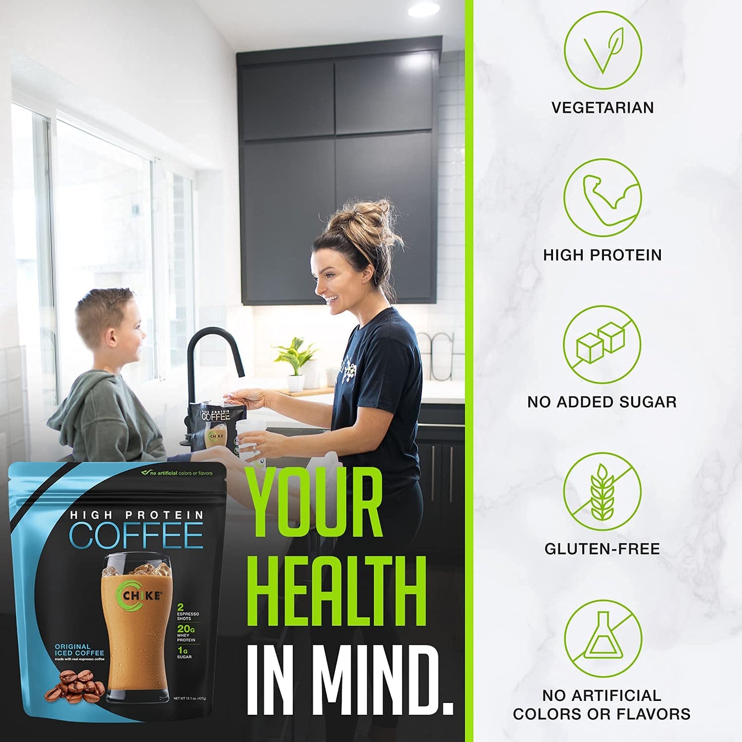 CHIKE High Protein Iced Coffee Powder, Original, 13.8 Ounce