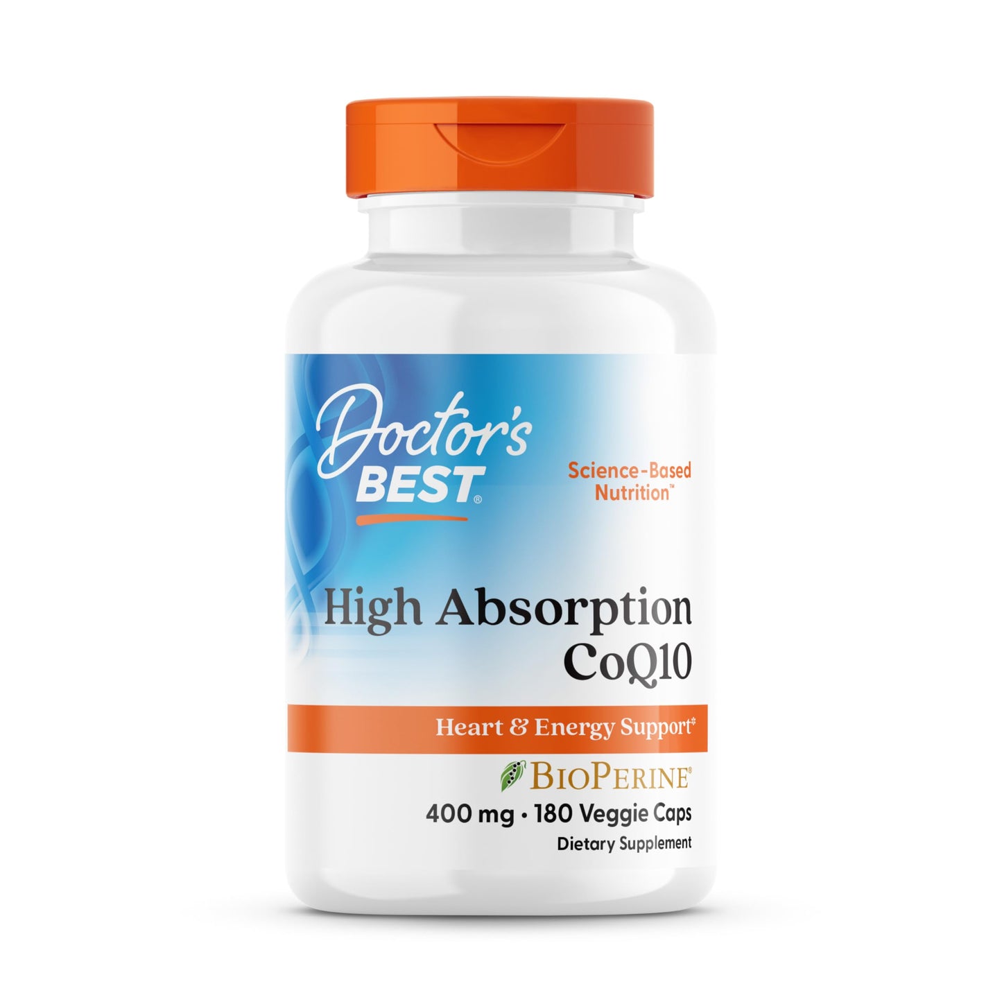 Doctor's Best High Absorption CoQ10 400mg with BioPerine for Heart Health & Antioxidant Support, Non-GMO, 180 Veg Capsules