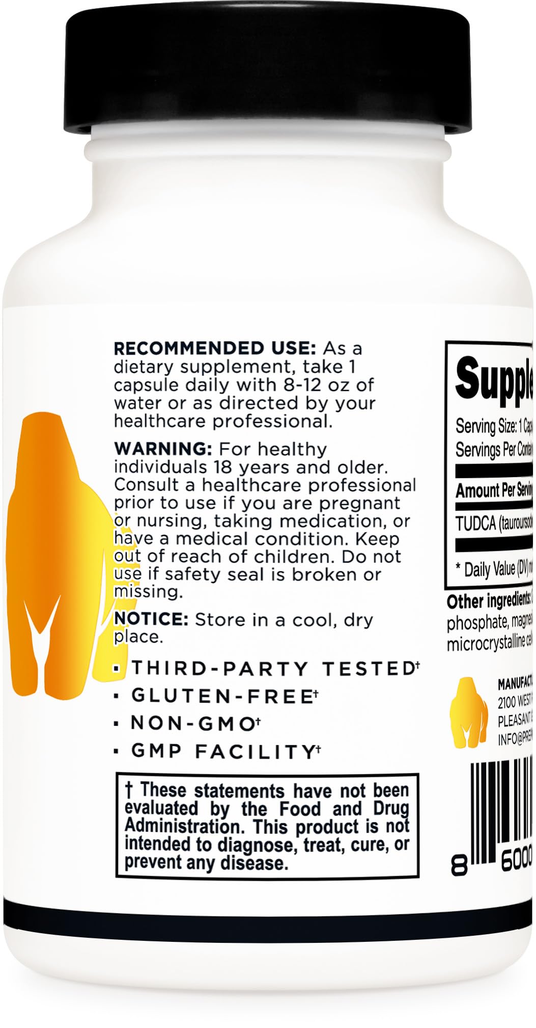 Primal Tudca 500mg Tauroursodeoxycholic Acid Supplement Capsule, 30 Count