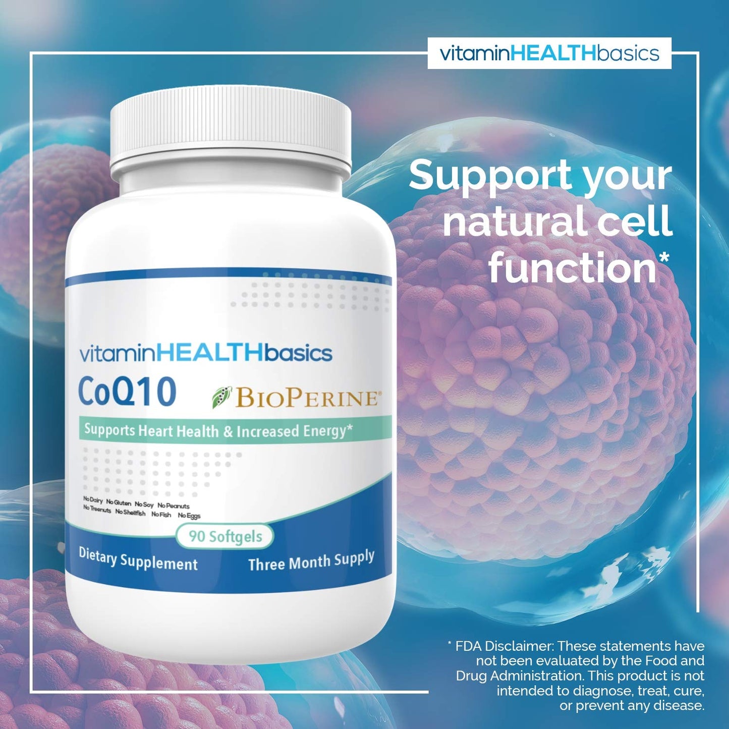 Vitamin Health Basics CoQ10 Softgels 90 Count