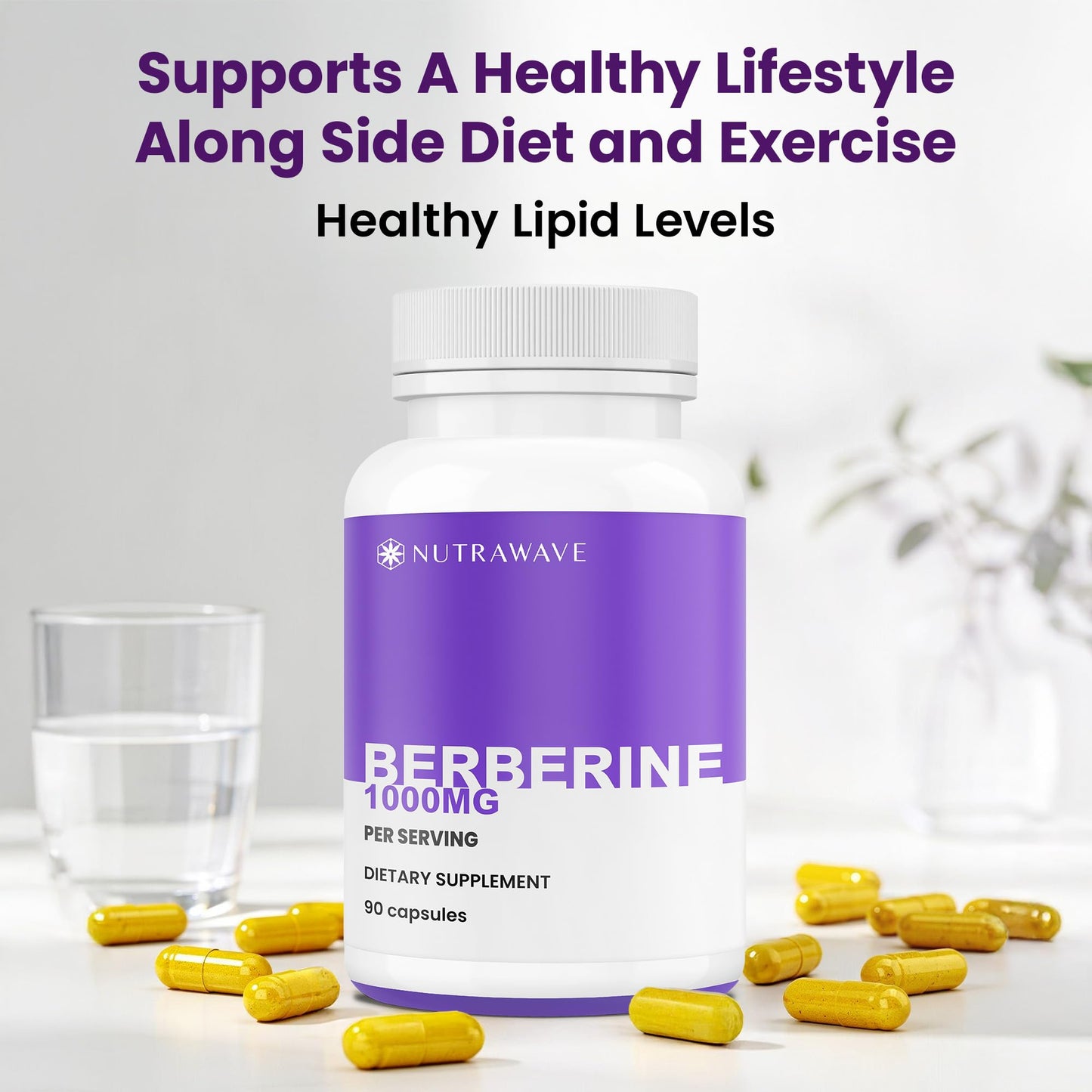 Nutra Wave Berberine HCL 1000mg Capsules – 90 Count