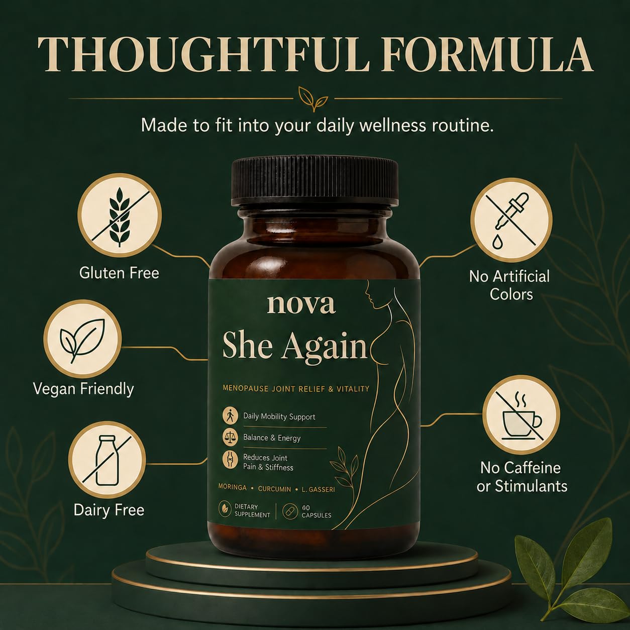 LUXEBARE Nova She Again Menopause Supplements Capsules, 90 Count