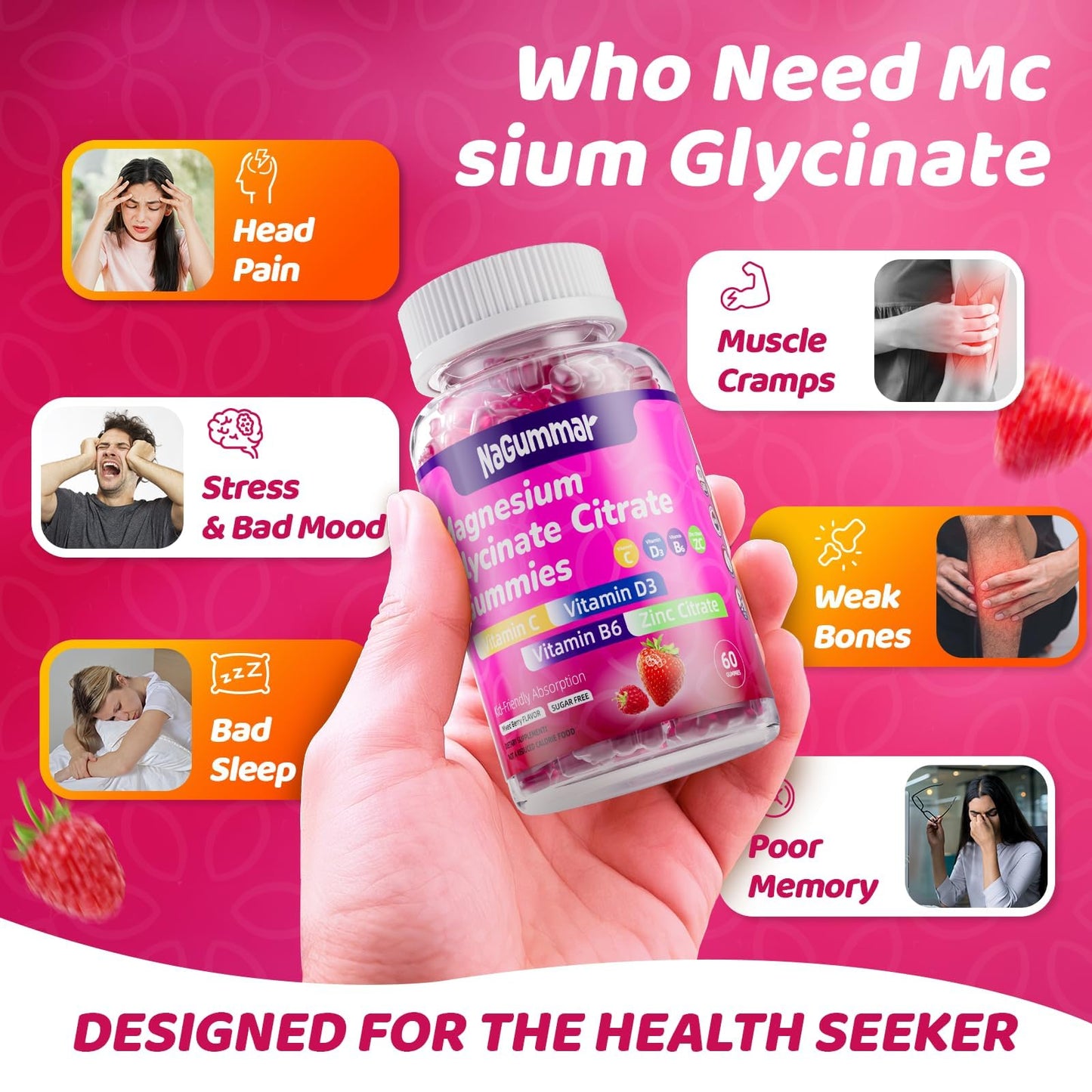 nagummar Magnesium Glycinate 400mg Gummies, 60 Count
