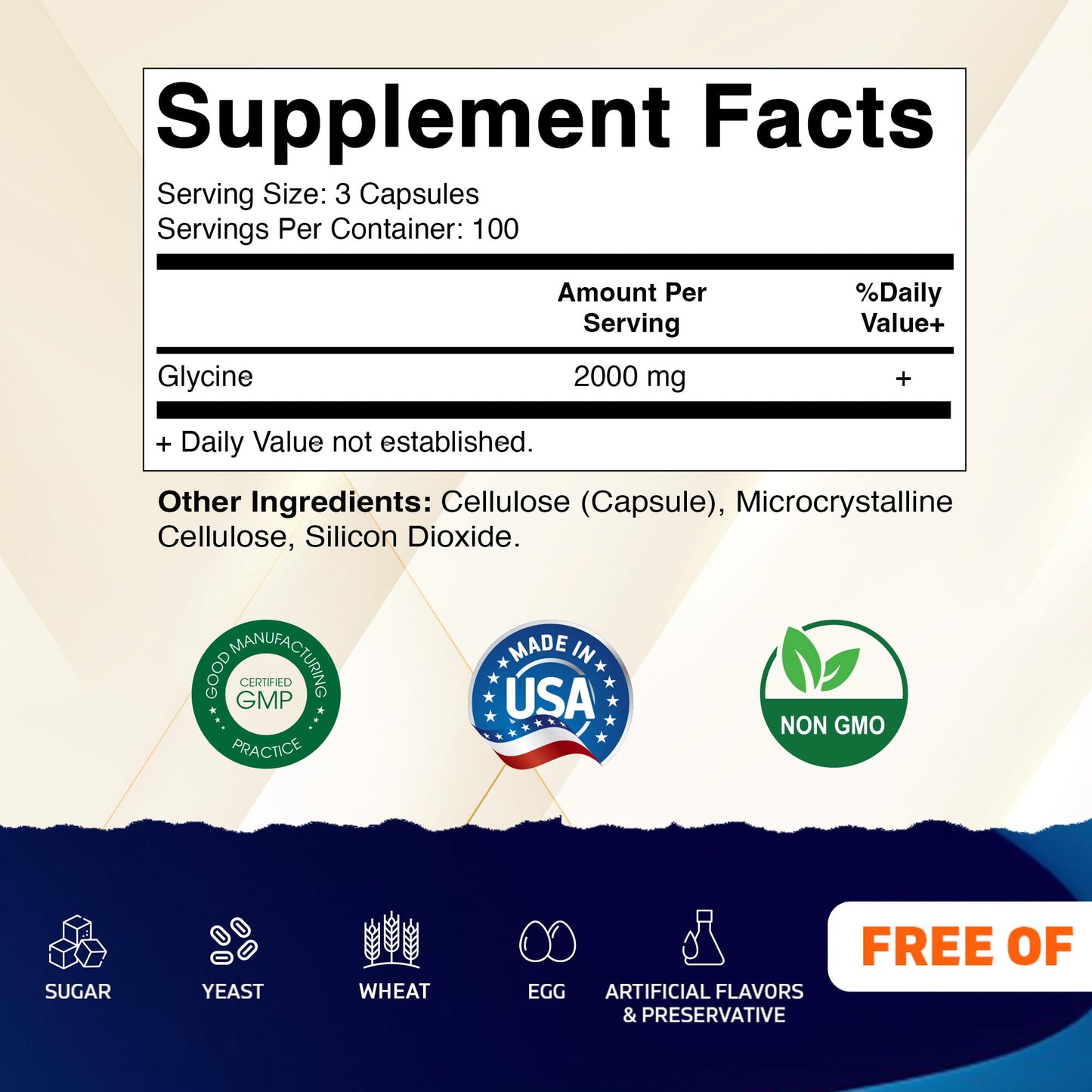 Vitamatic Glycine Supplement 600 Capsules, Non-GMO, Gluten Free
