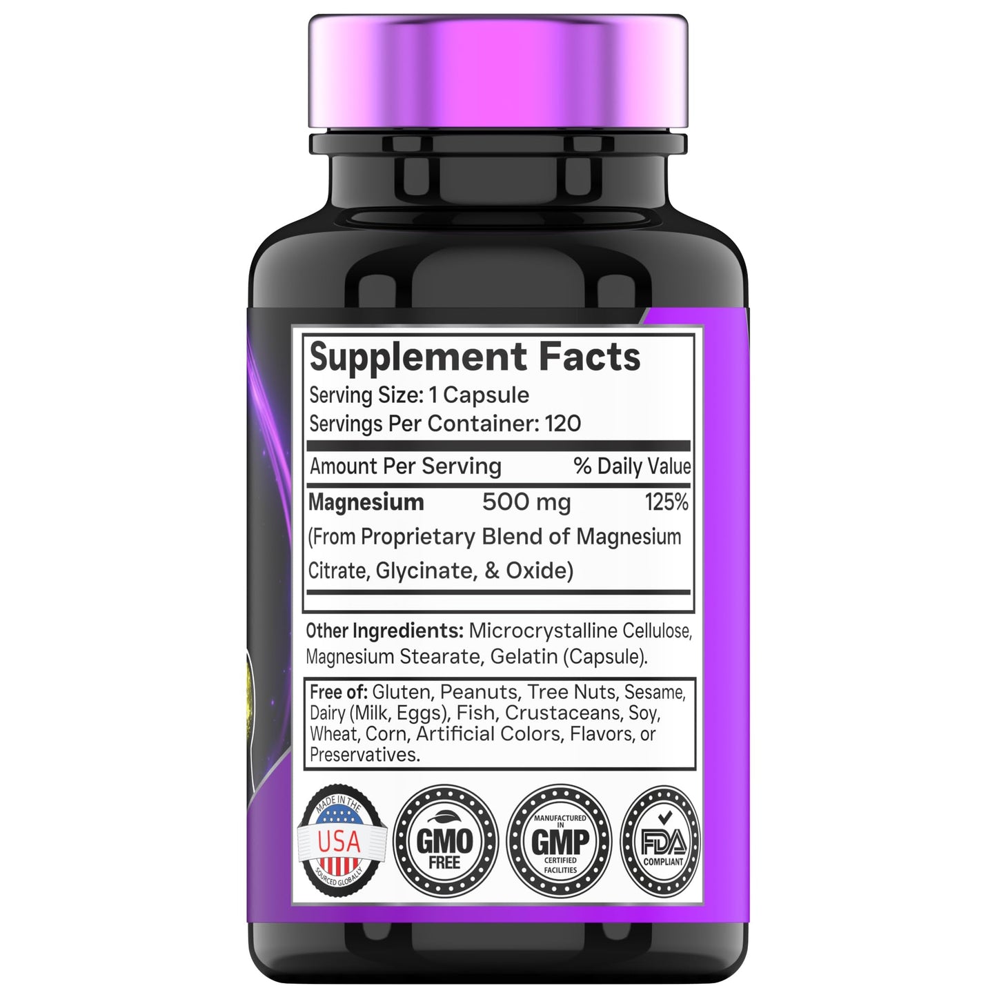 tnvitamins Triple Magnesium Complex Supplement 500mg: Magnesium Glycinate, Citrate, & Oxide, 120 Capsules
