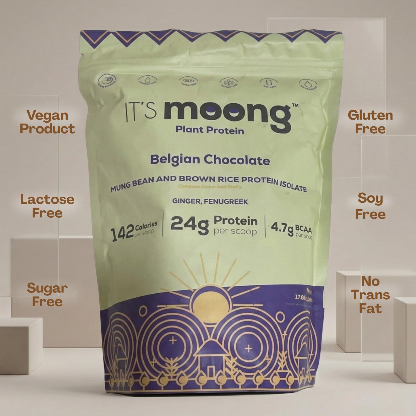 IT'S moong healthy protein Plant Protein Powder, Belgian Chocolate, 17.64 oz