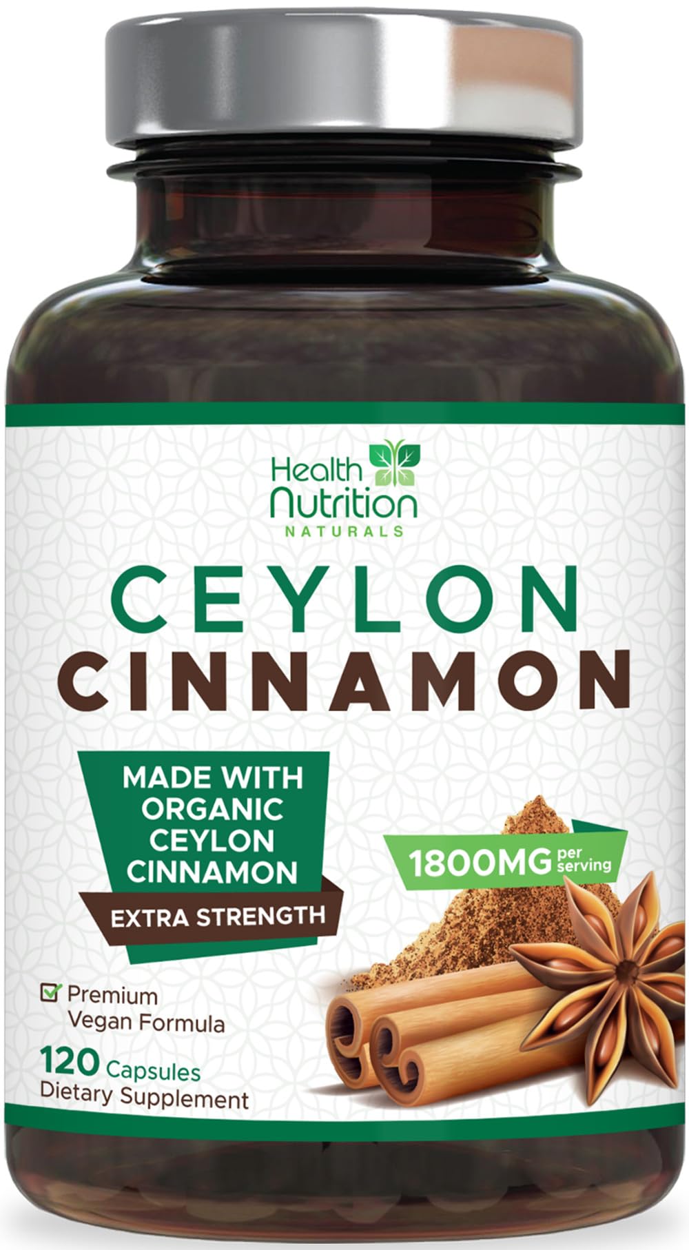Health Nutrition Naturals Ceylon Cinnamon 120 Capsules