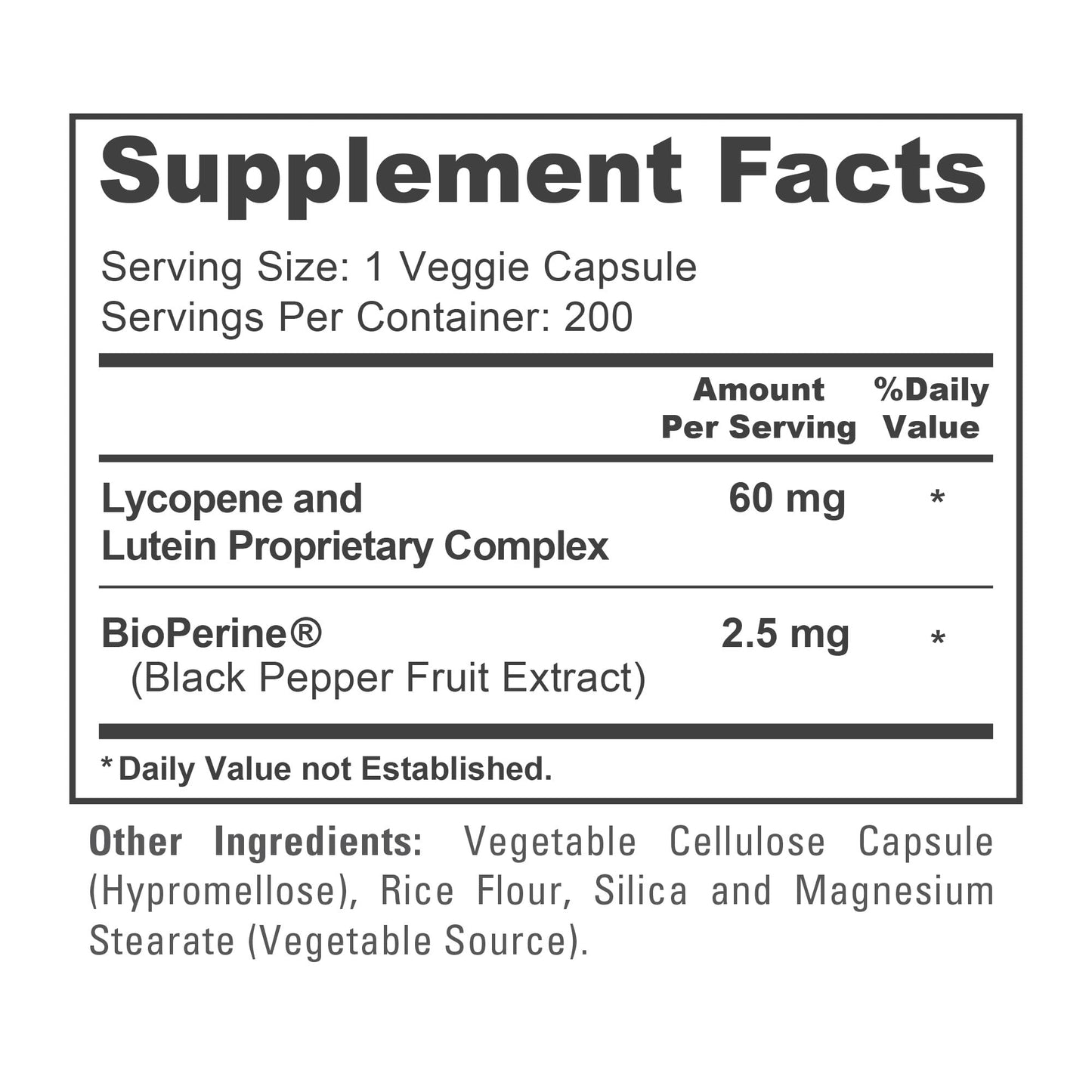 NusaPure Lycopene & Lutein Complex 60mg per Capsule, 200 Veggie Capsules