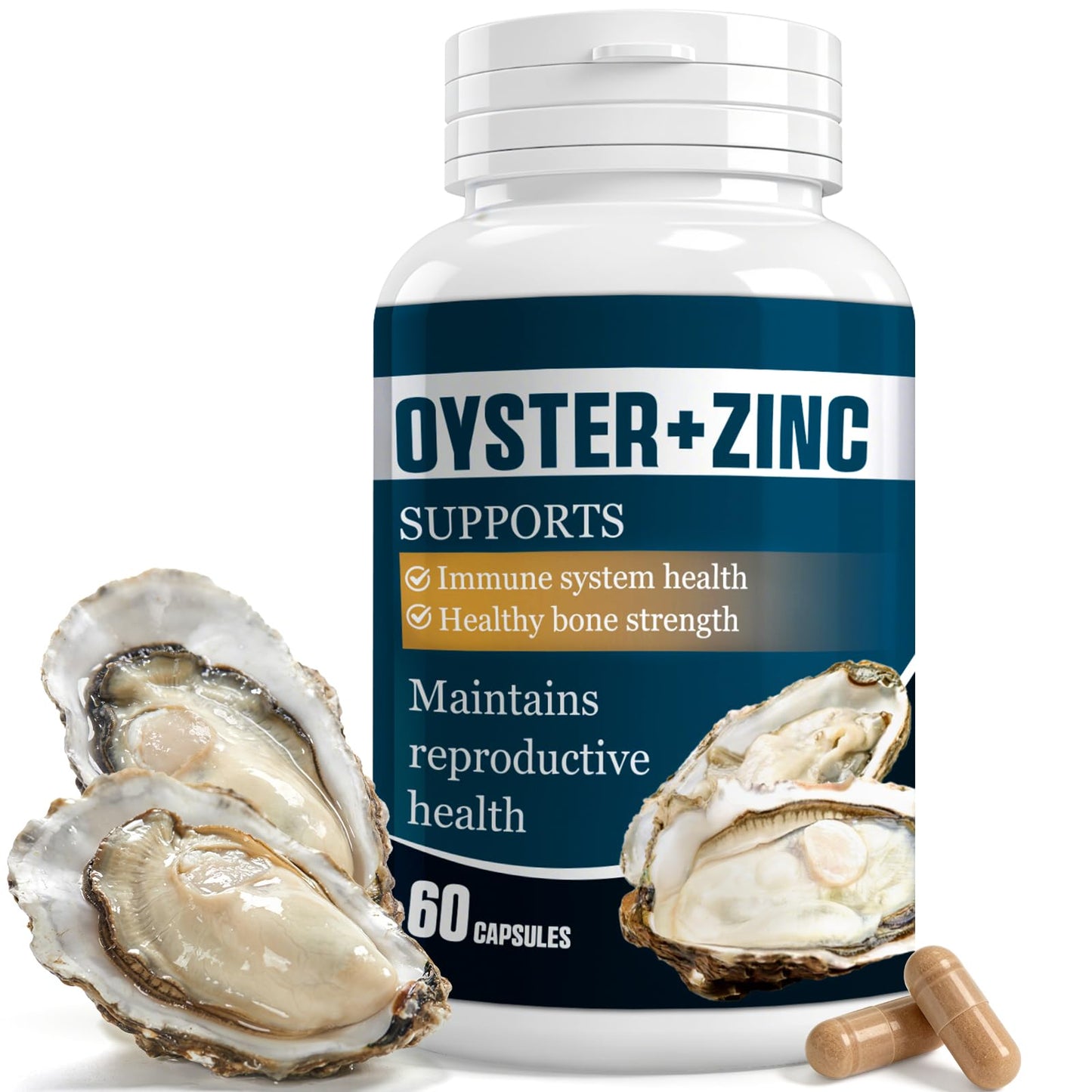 Clijyyem Oyster Extract Capsules with Zinc Powder, 60 Count