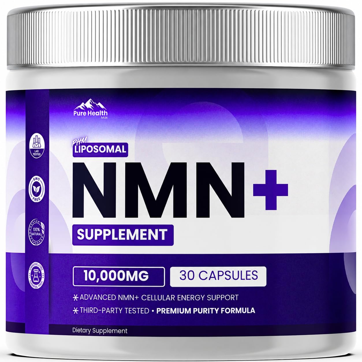 PURE HEALTH MAX NMN Supplement with NAD+ and Resveratrol with Rutin Quercertin and Catechins NMNH Alternative, 30 Capsules