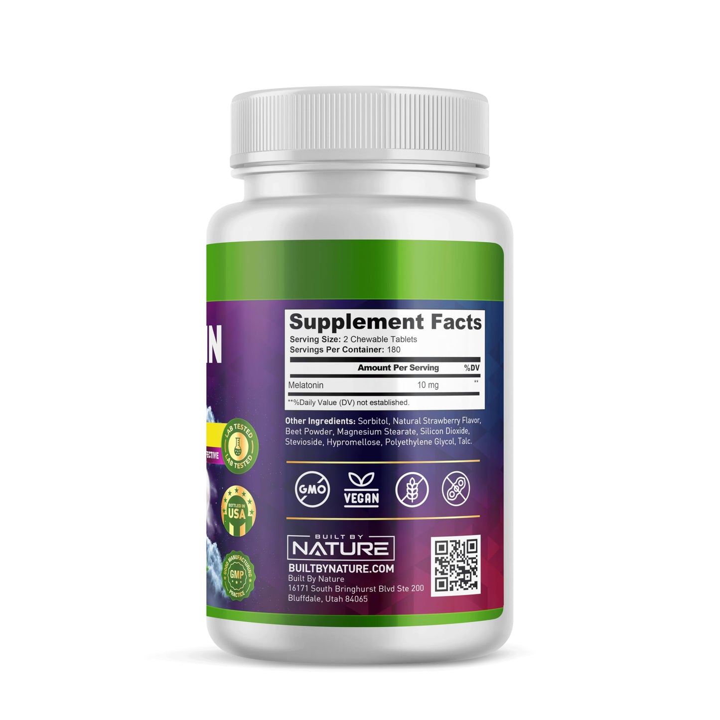 Built by Nature Melatonin 10 mg Sleep Aid Chewable 360 Count