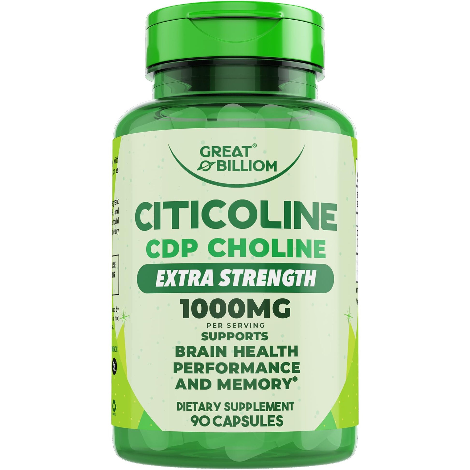 GREAT BILLIOM Citicoline CDP Choline 1000mg Capsule, 90 Count