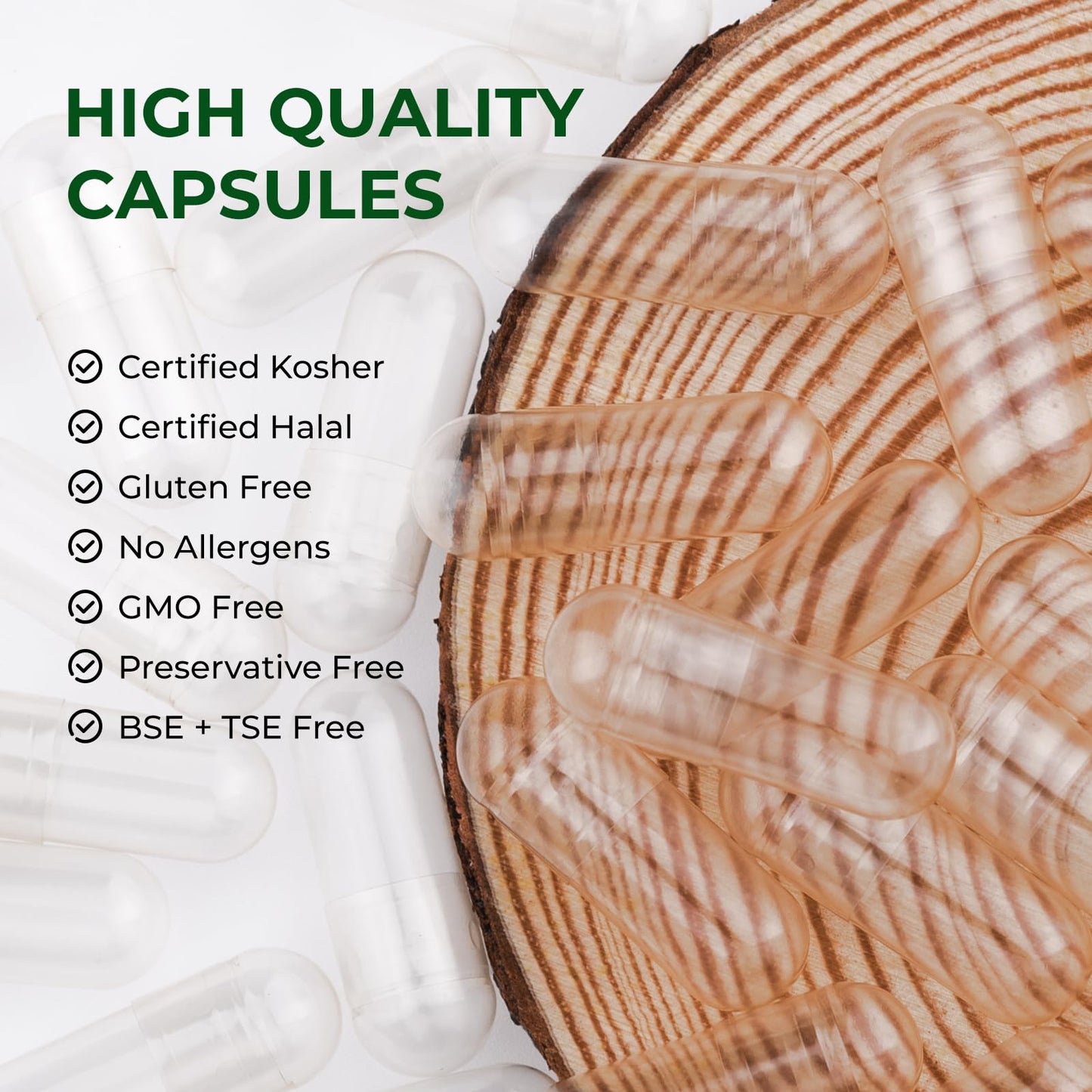 Angtai JN Empty Capsules Size 00 Separated Vegan Pill Caps Plant Based Clear, 1000 Count