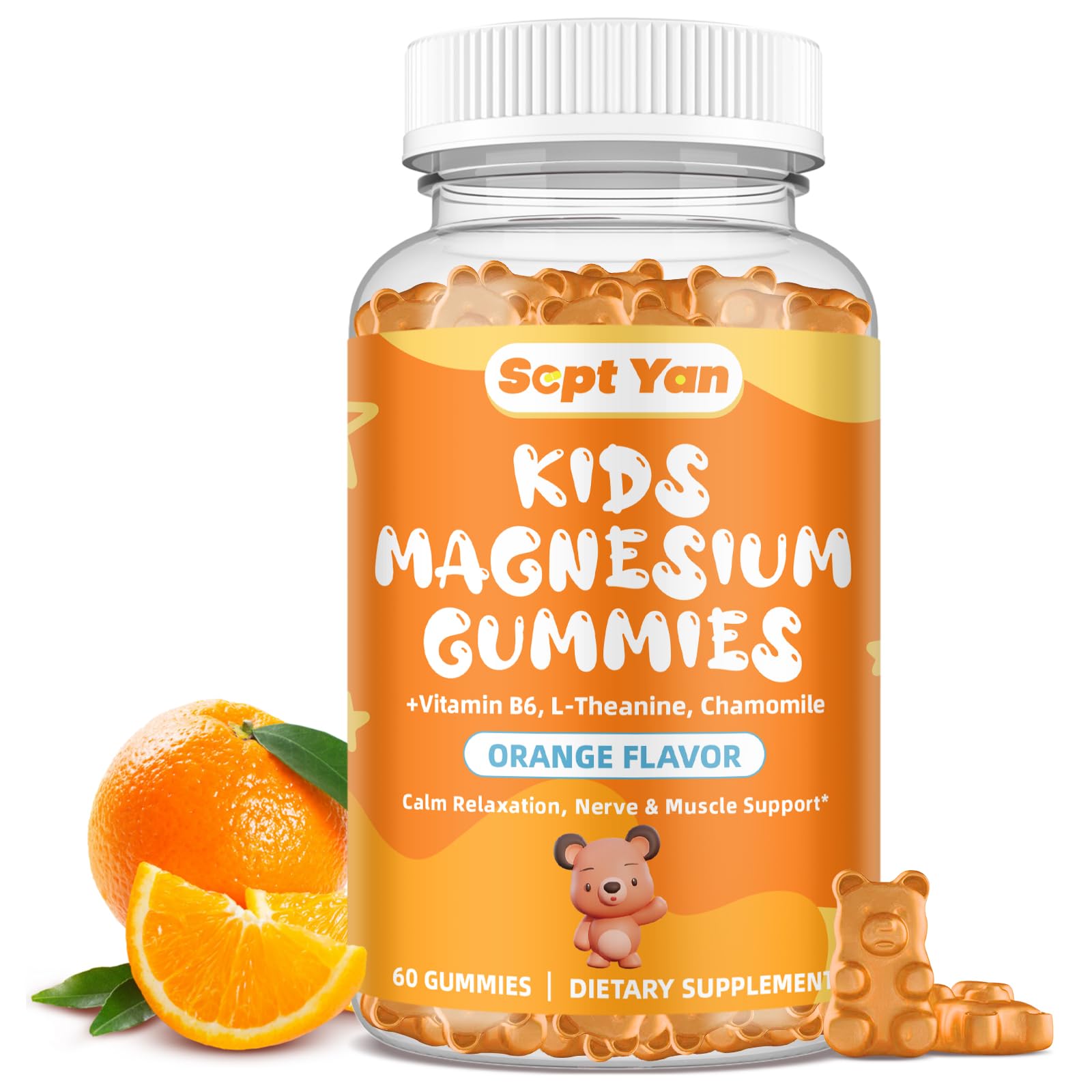 SEPT YAN Magnesium Glycinate Citrate Gummies, 60 Gummies