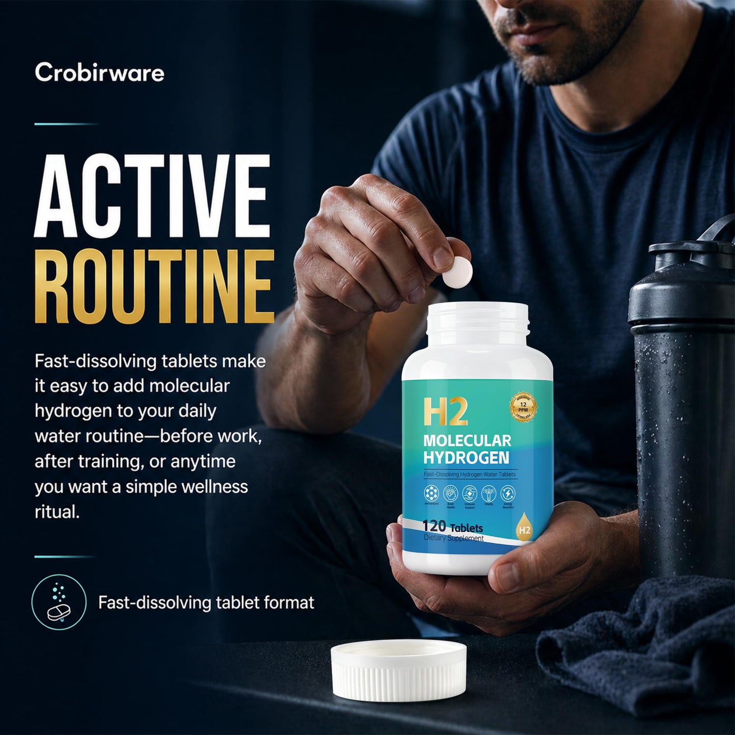 Crobirware Molecular Hydrogen Water Tablets, 120 Count