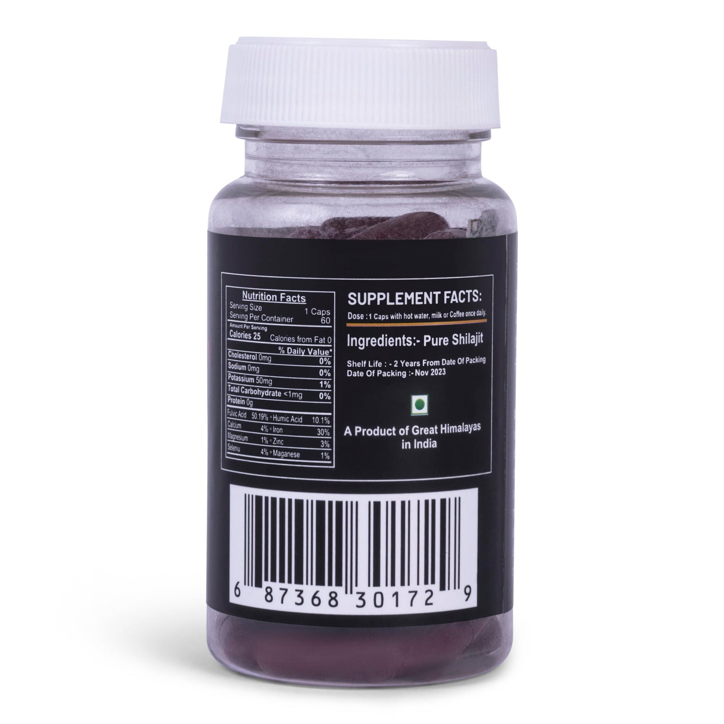 Pindari Shilajit Resin Pure Shilajit 500mg Capsule, 60 Capsules