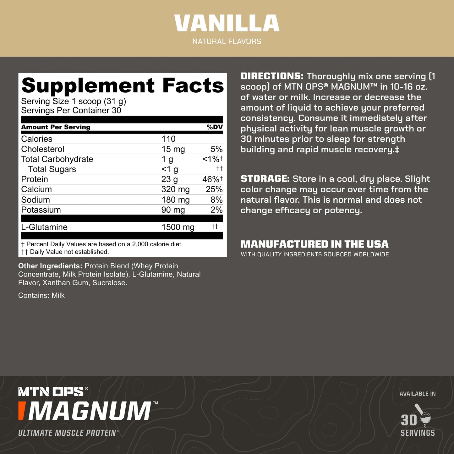 MTN OPS Magnum Protein Powder Vanilla 2.05 lb 30 Servings
