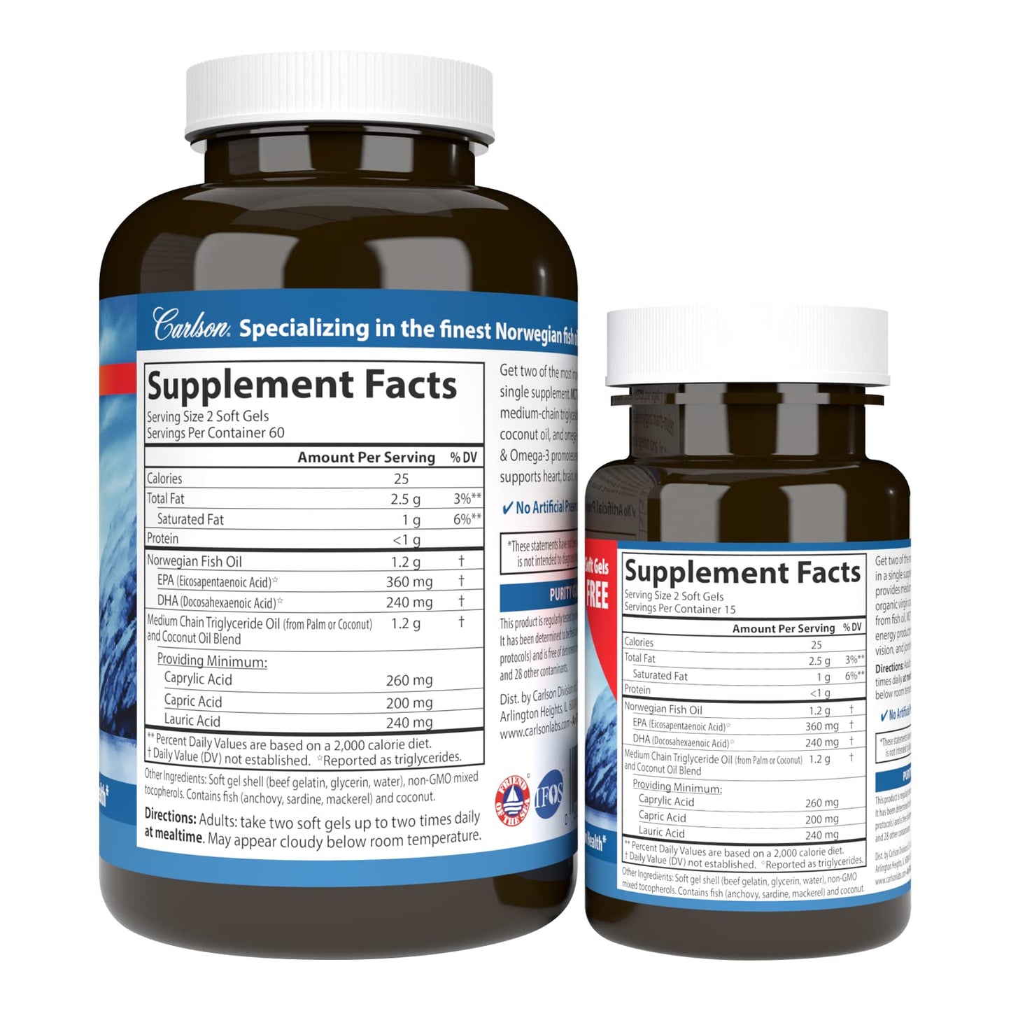 Carlson MCT & Omega-3 Softgels 150 Count